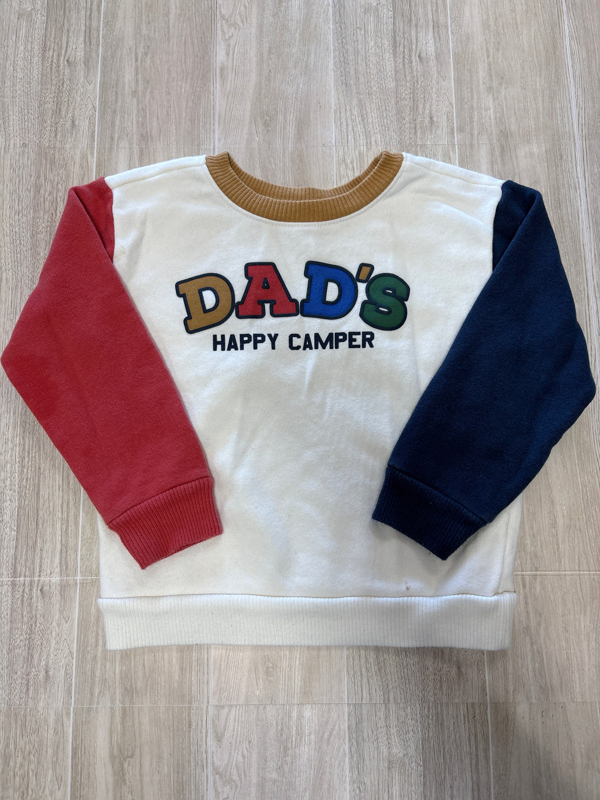 2T Dads Happy Camper Colorblock Crewneck - Blemish
