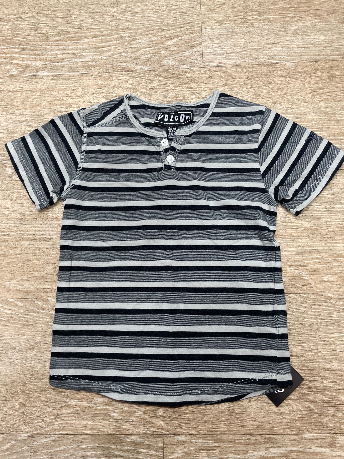 5T Volcom Striped Button Tee