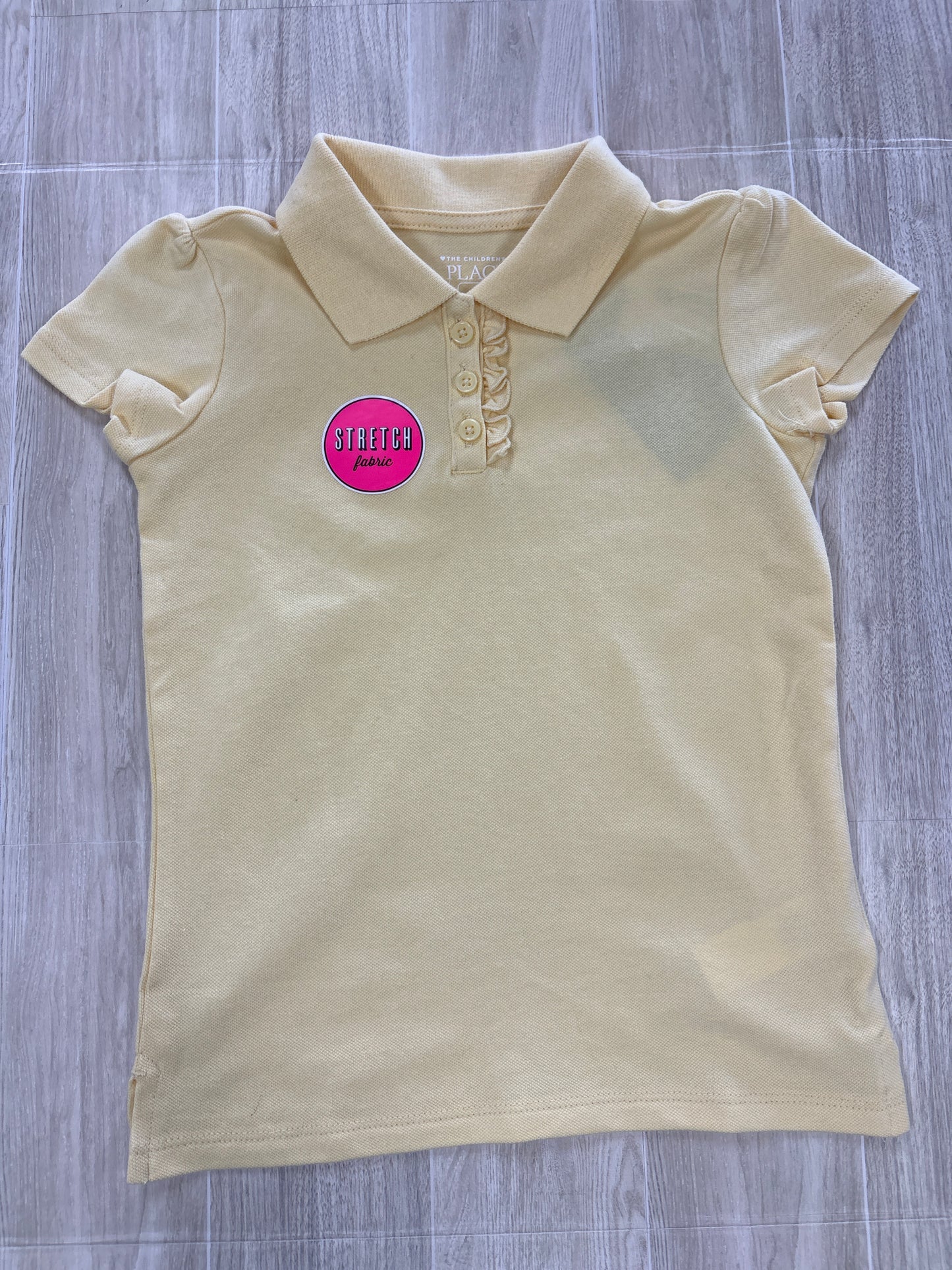 NWT Butter Yellow Ruffle Button Collared Tee