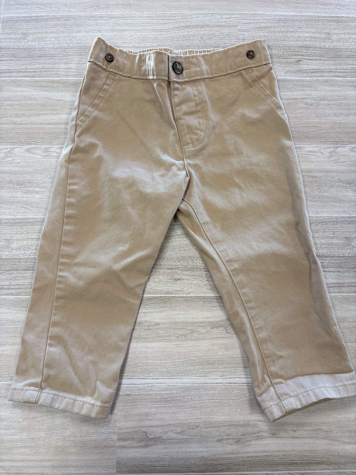 18m Khaki Pull On Button Jogger Pants