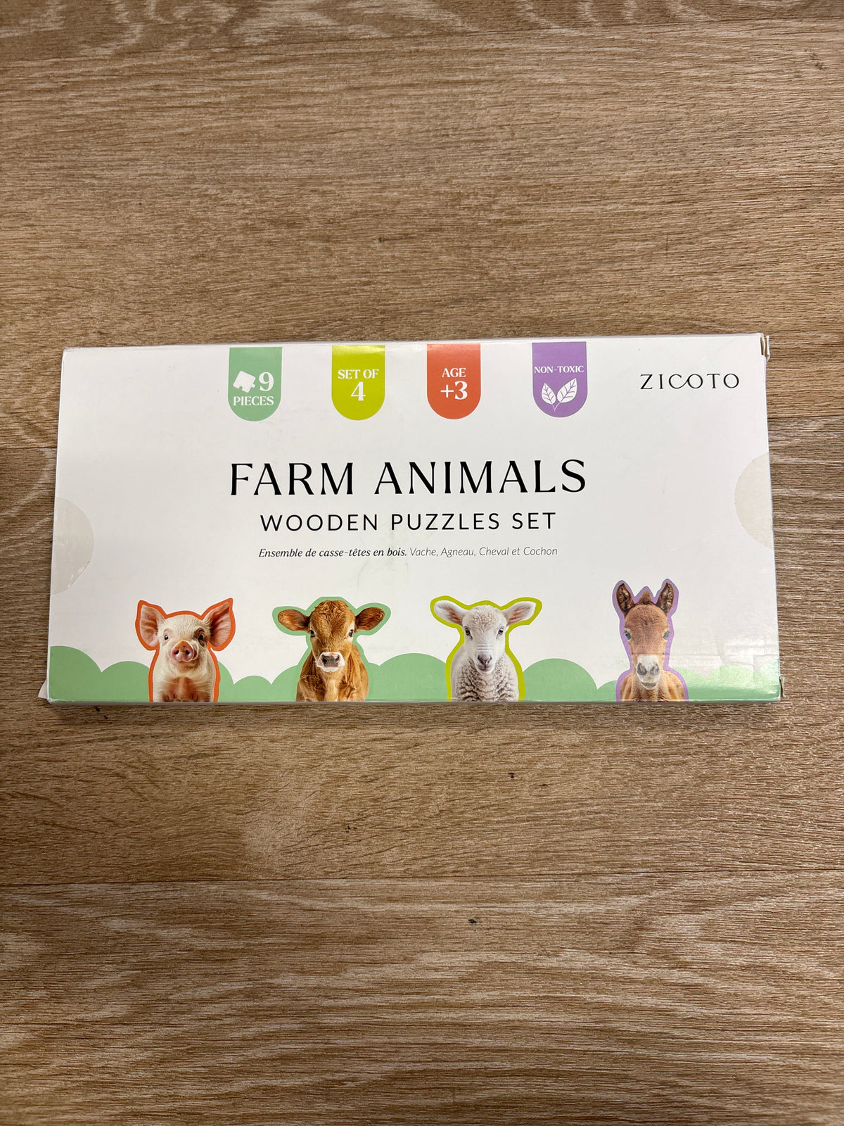 Toy - NWT Set Of 4 Farm Animals Wooden Puzzle Set