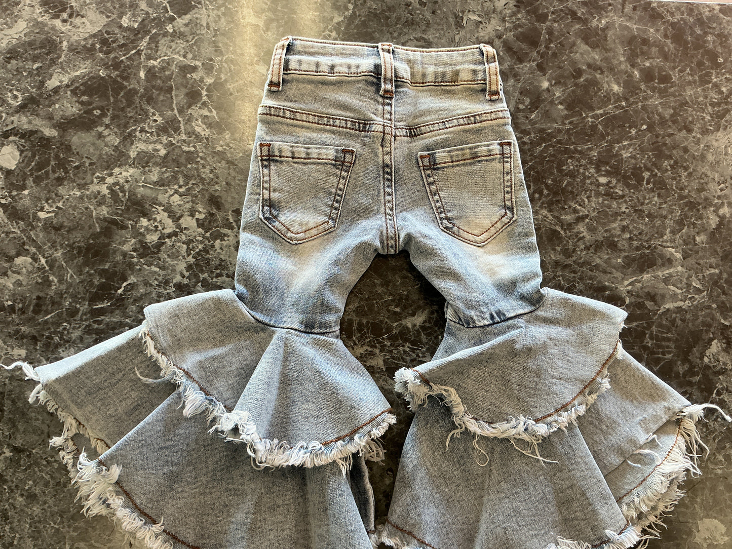 6-12m Denim Ruffled Flare Pants - BLEMISH