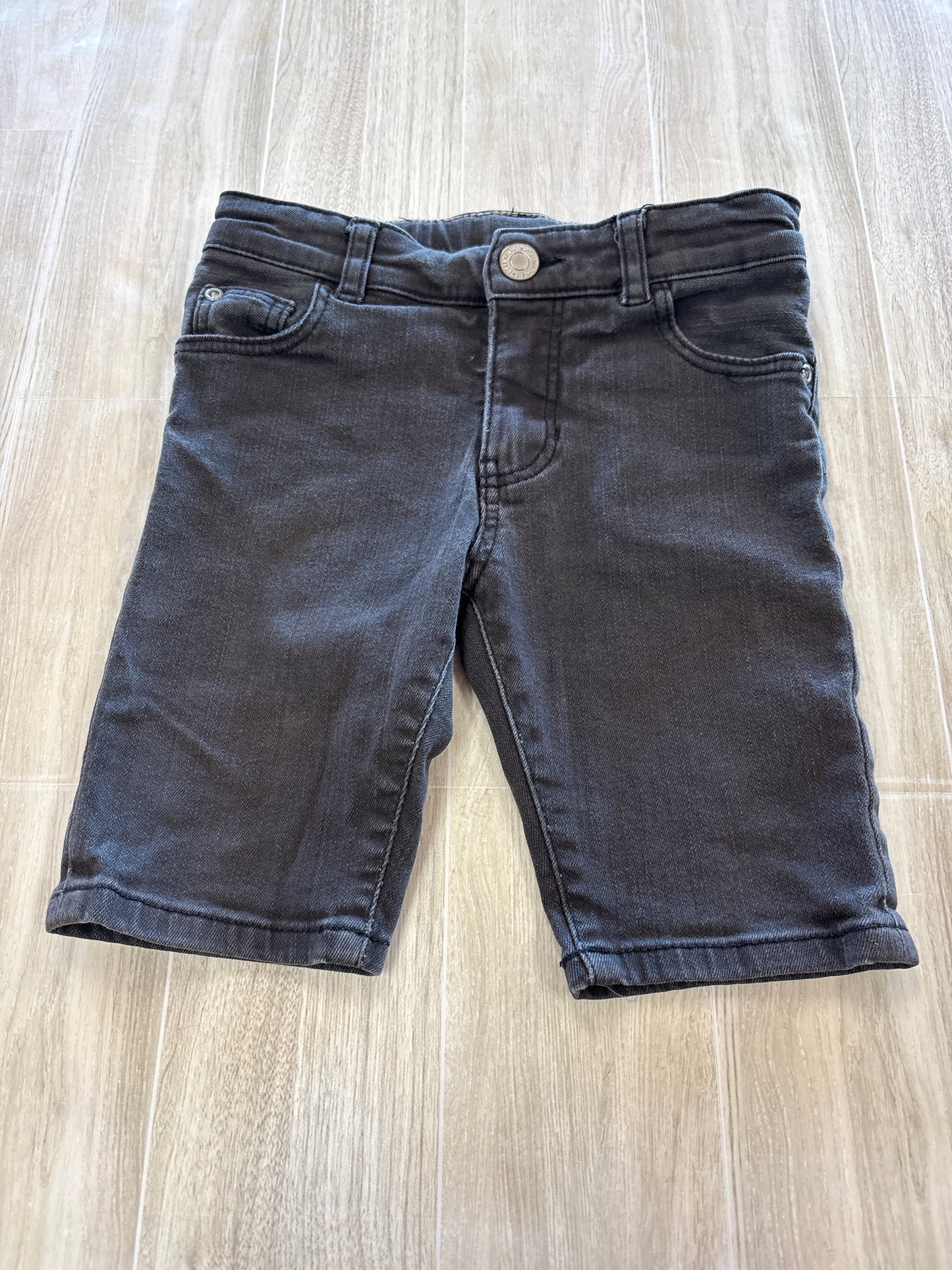 3/4T Black Washed Denim Bermuda Shorts