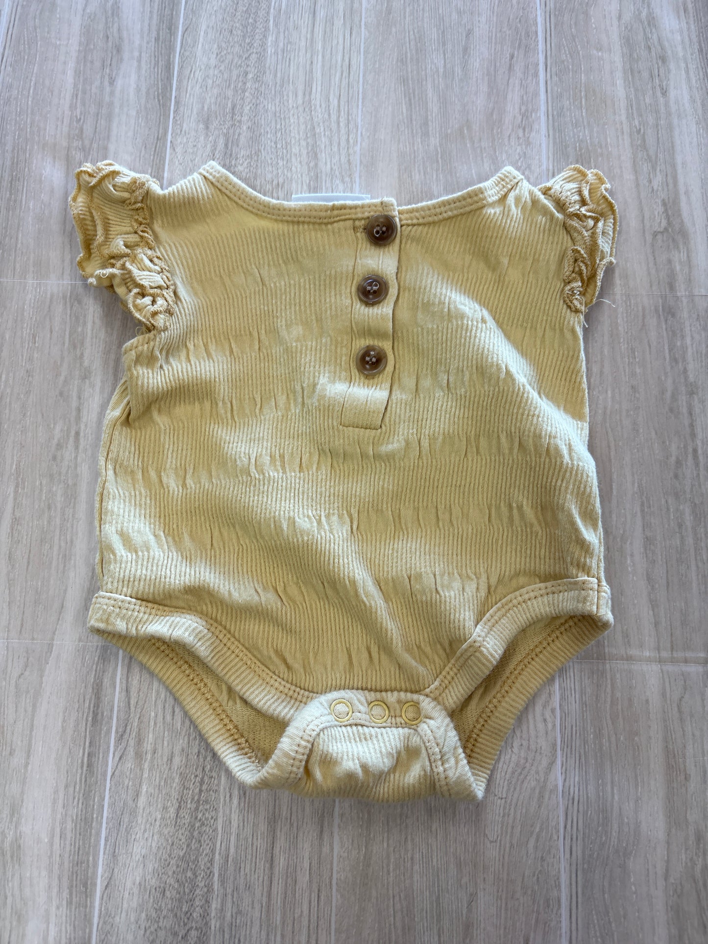 0-3m Yellow Ruffle Ribbed Onesie