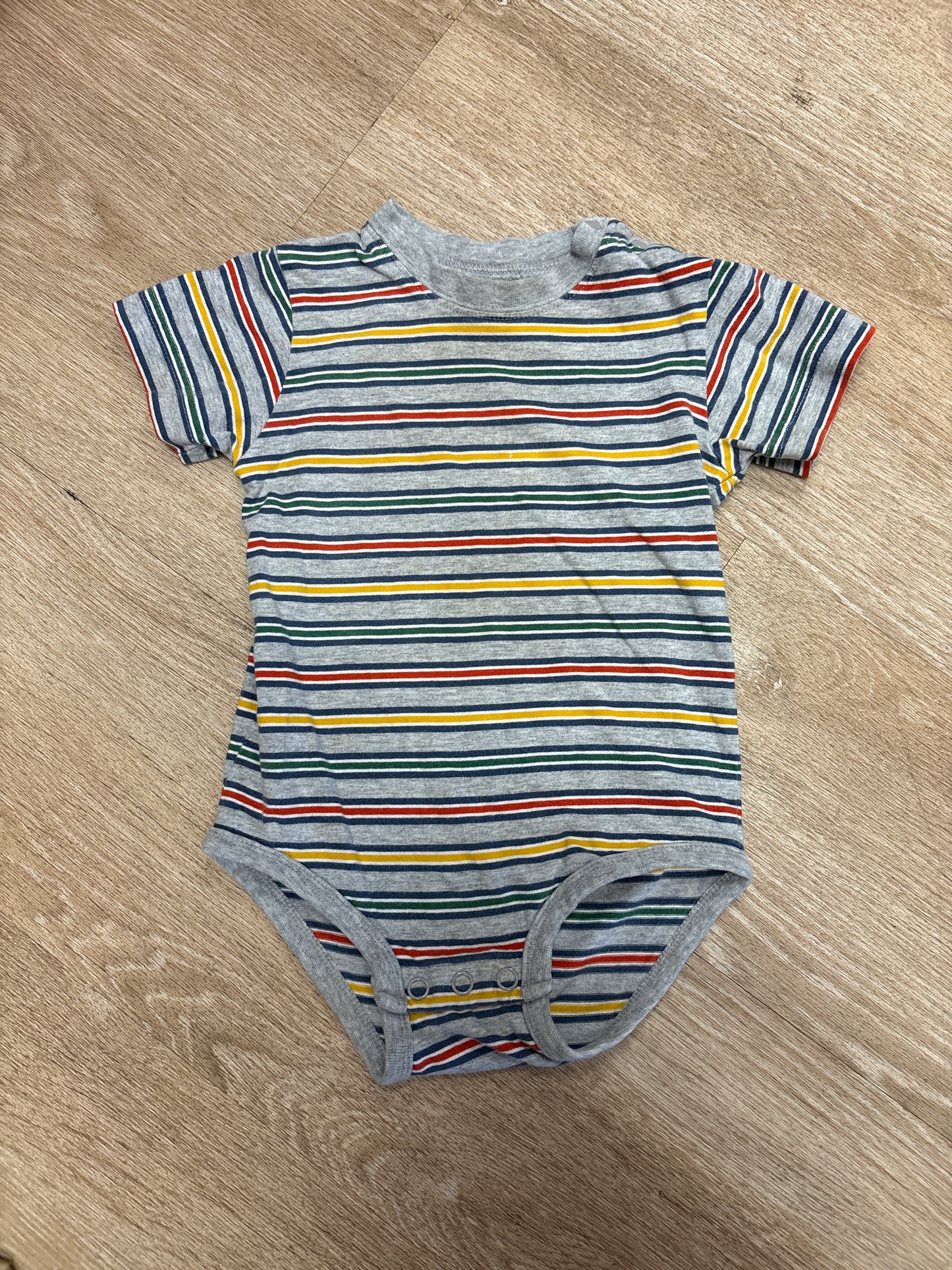 12m VINTAGE Circo Grey Striped Onesie