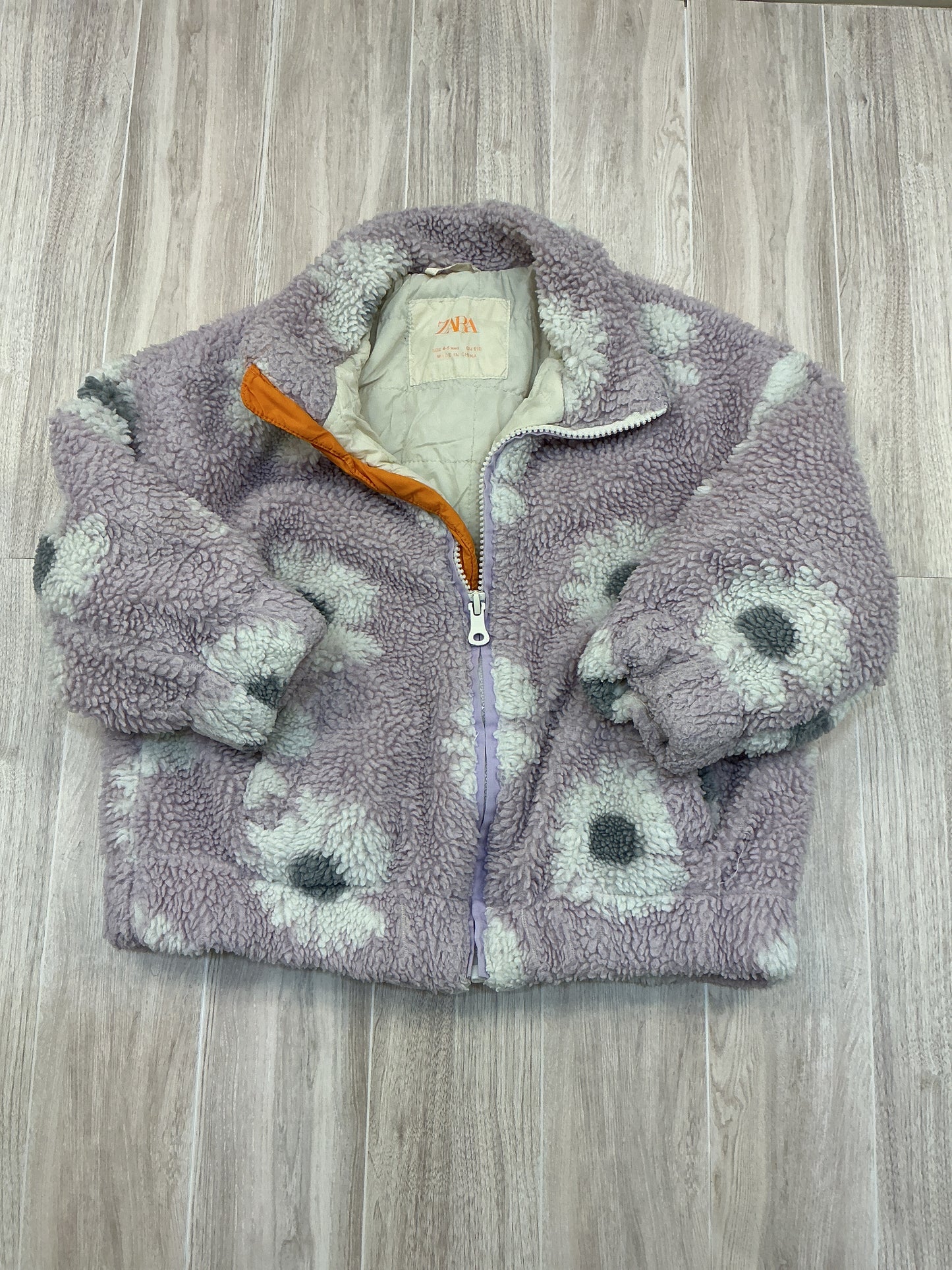4/5 Zara Purple Floral Sherpa Jacket