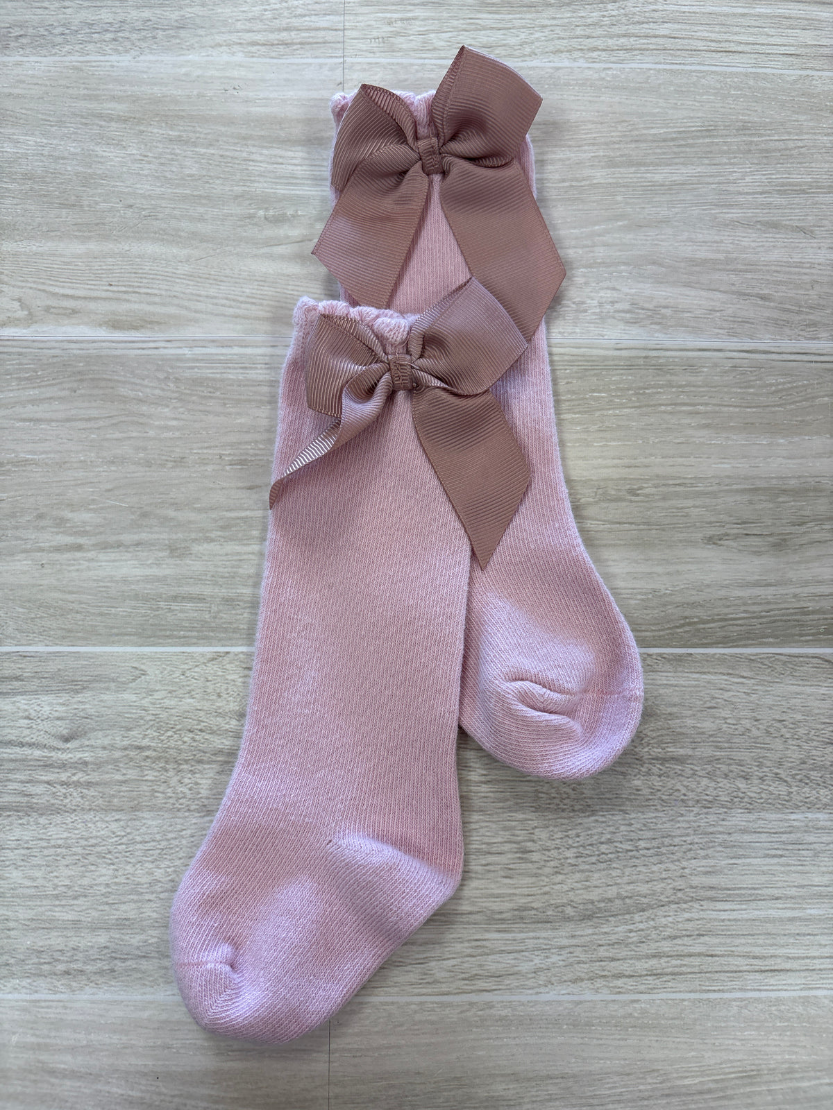 6-12m Pink Knee High Bow Socks