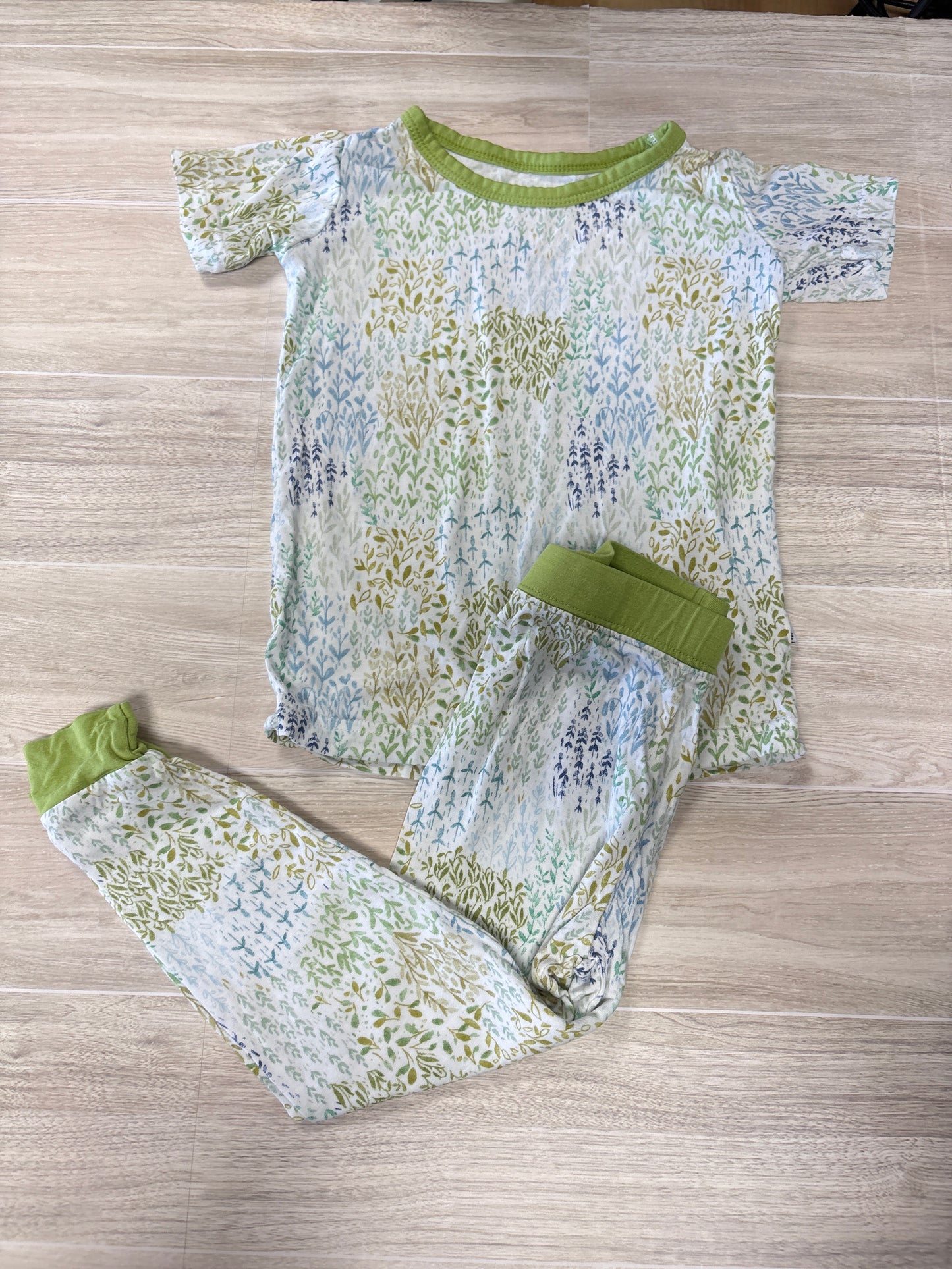 12-18m Little Sleepies Green/White Floral 2 Piece Set
