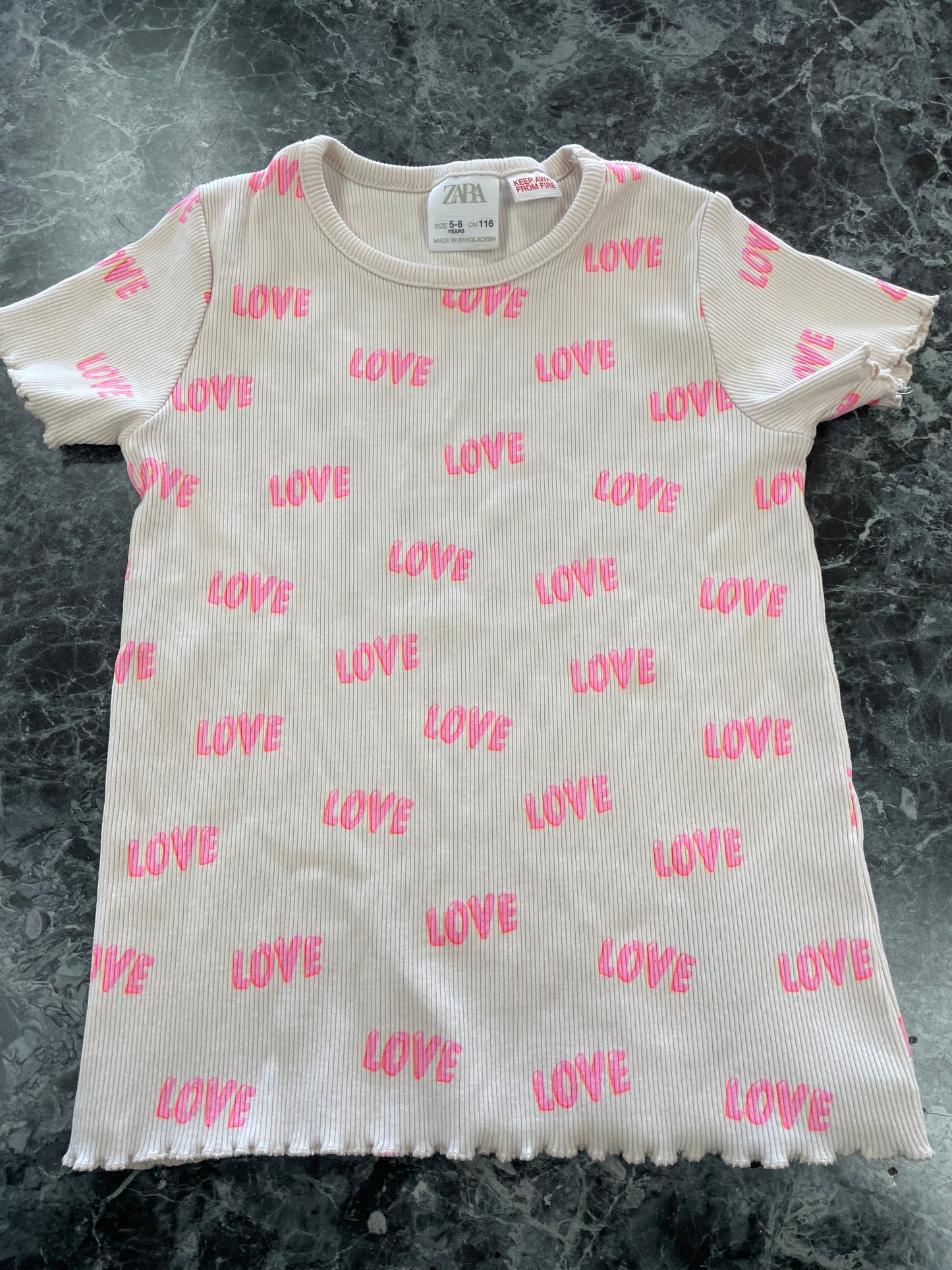 5/6 Zara Ribbed LOVE Shirt