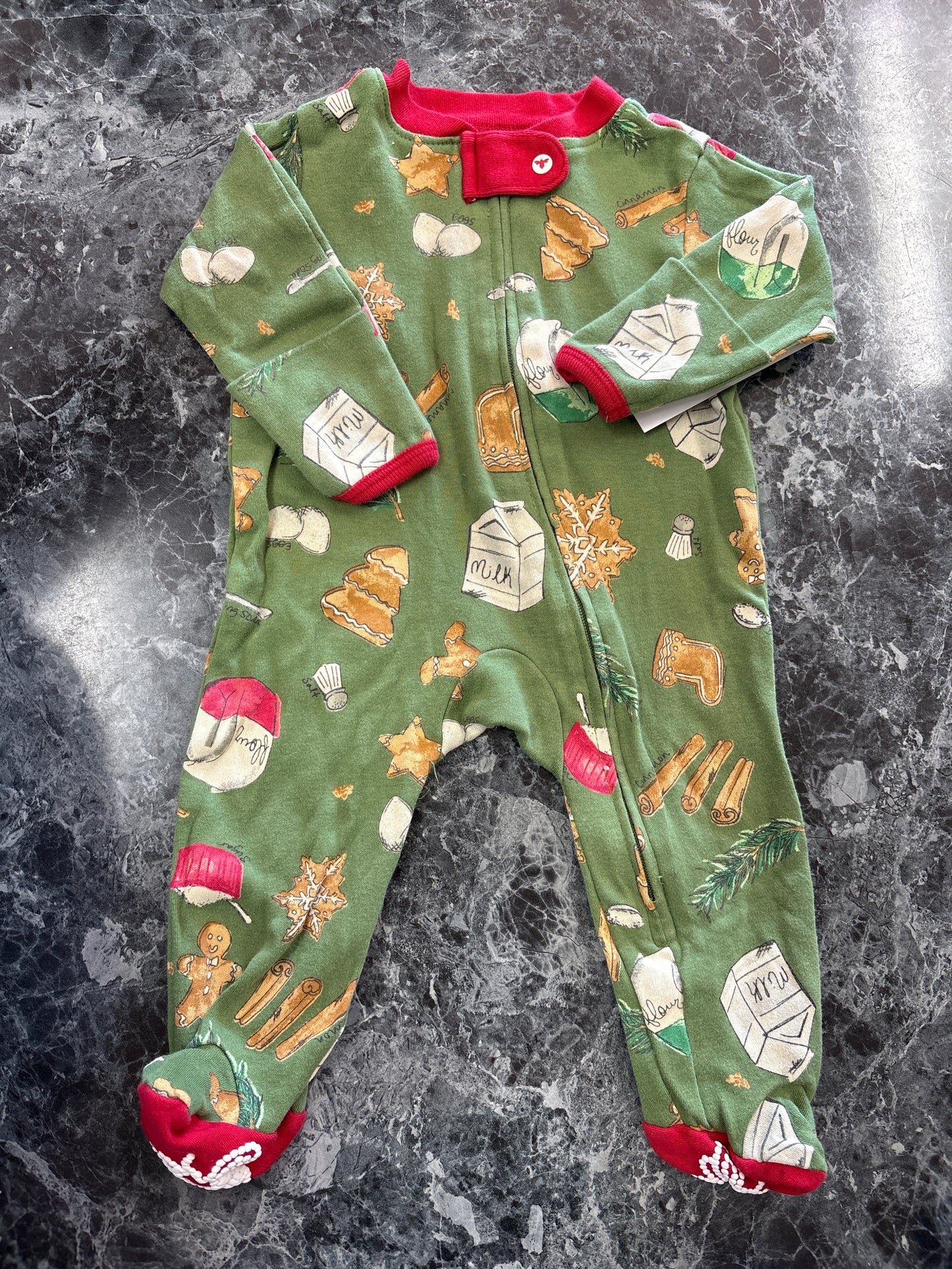 Newborn Burts Bees Green Holiday Pajama
