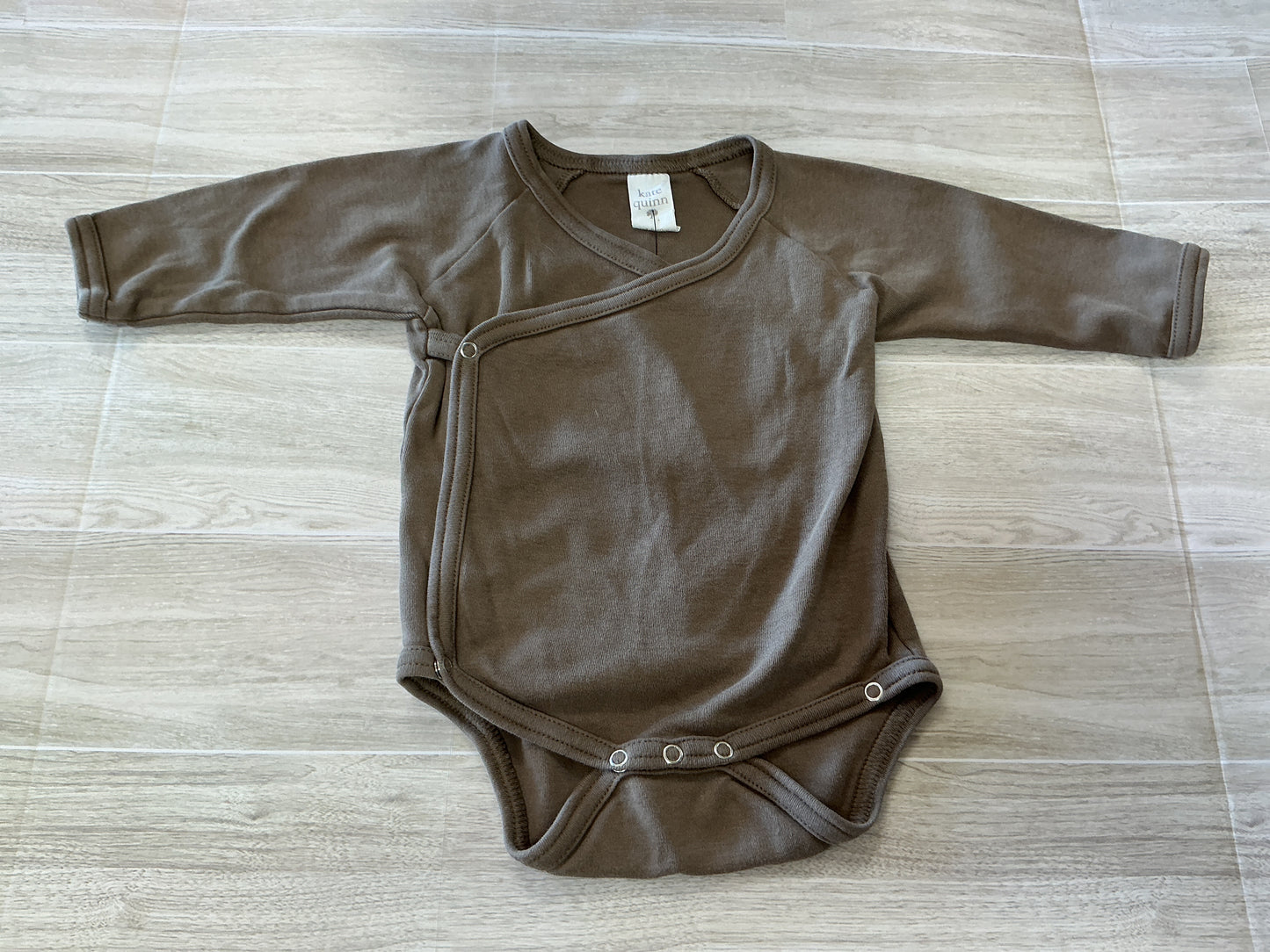 3-6m Kate Quinn Organic Kimono Onesie - Mocha