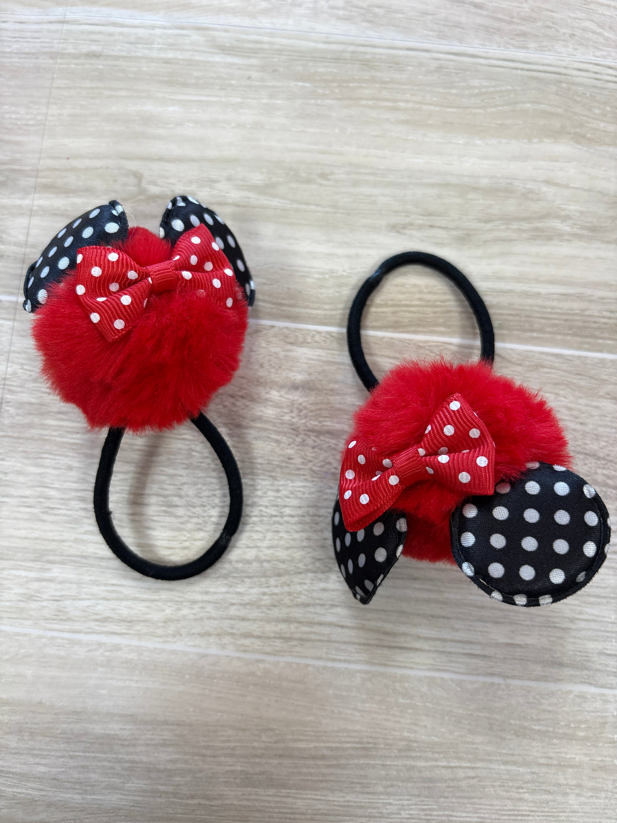 Minnie Mouse Hair Tie Poms