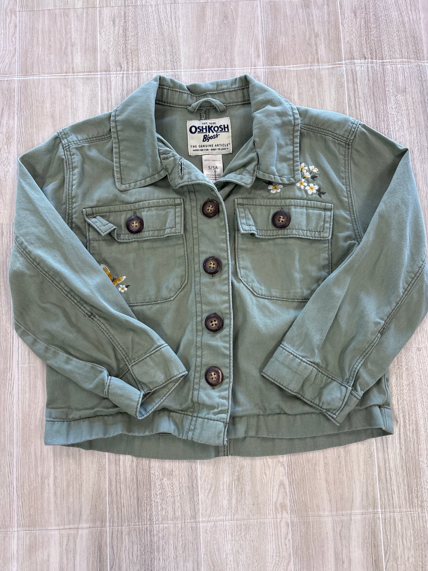 5T OshKosh Olive Floral + Butterflies Shacket
