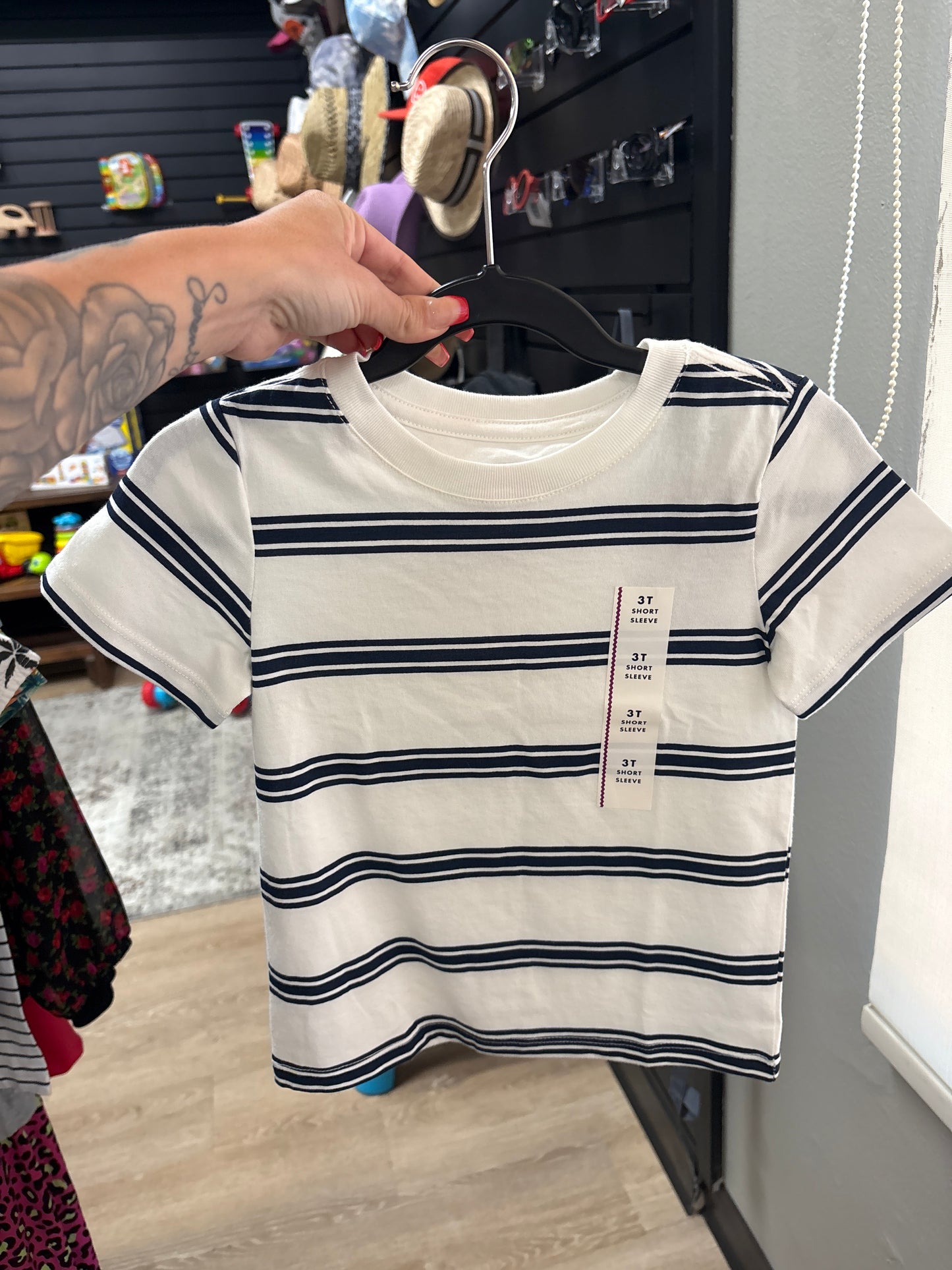 NWT 3T White/Navy Striped Shirt