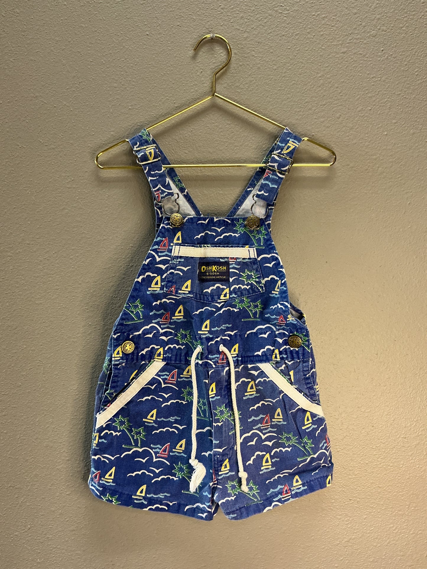 VINTAGE 5T Oshkosh 90's Blue Saiboat Overall