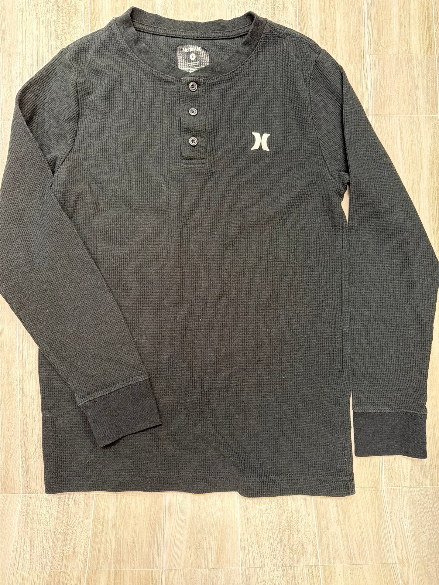 14/16 Black Waffle Knit Hurley Long Sleeve