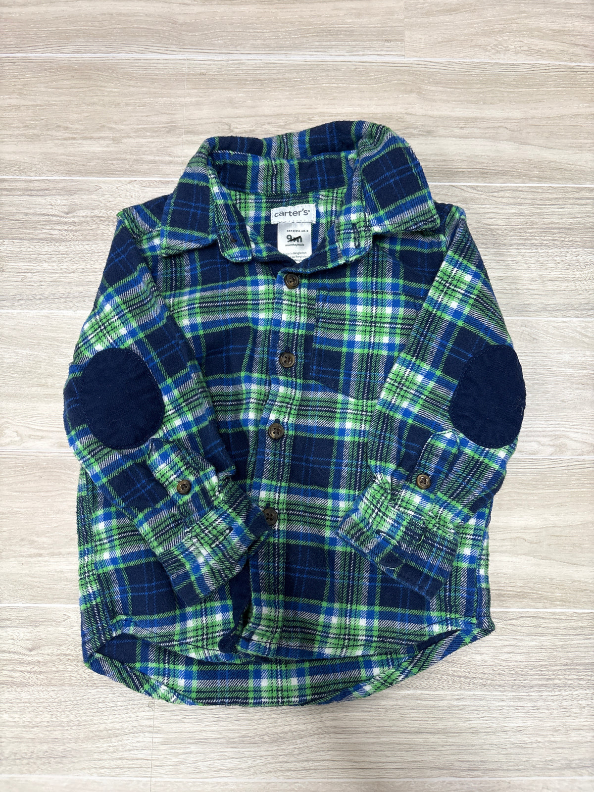 9m Green/Navy Plaid Long Sleeve