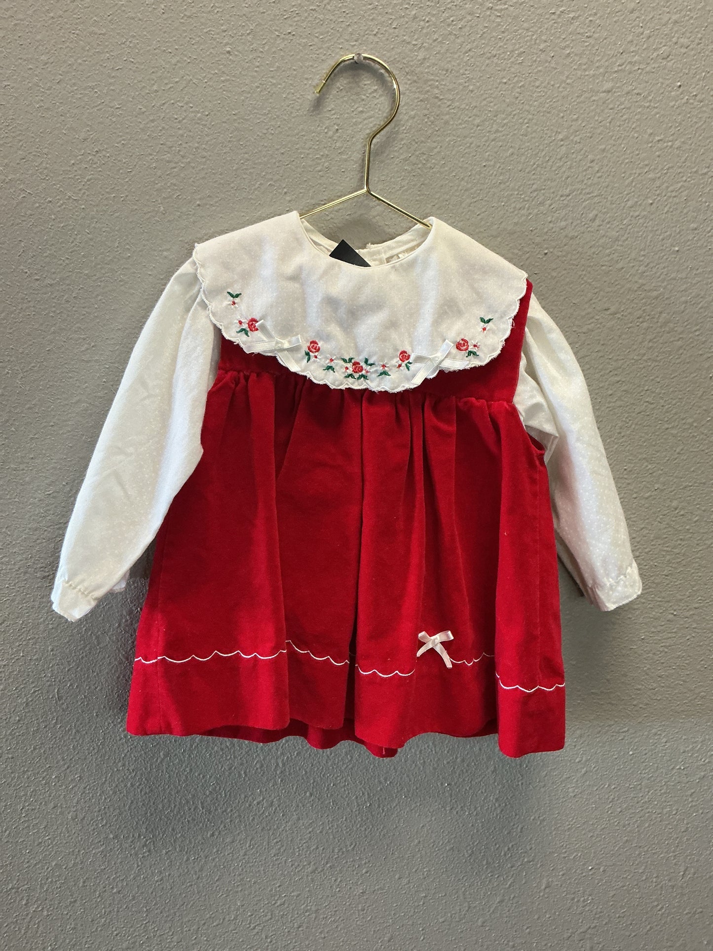 18m VINTAGE Red Dress + Collared Dress Set - BLEMISH
