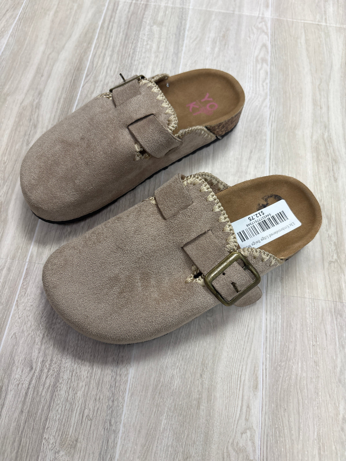 13c Embroidered Edge Beige Mule
