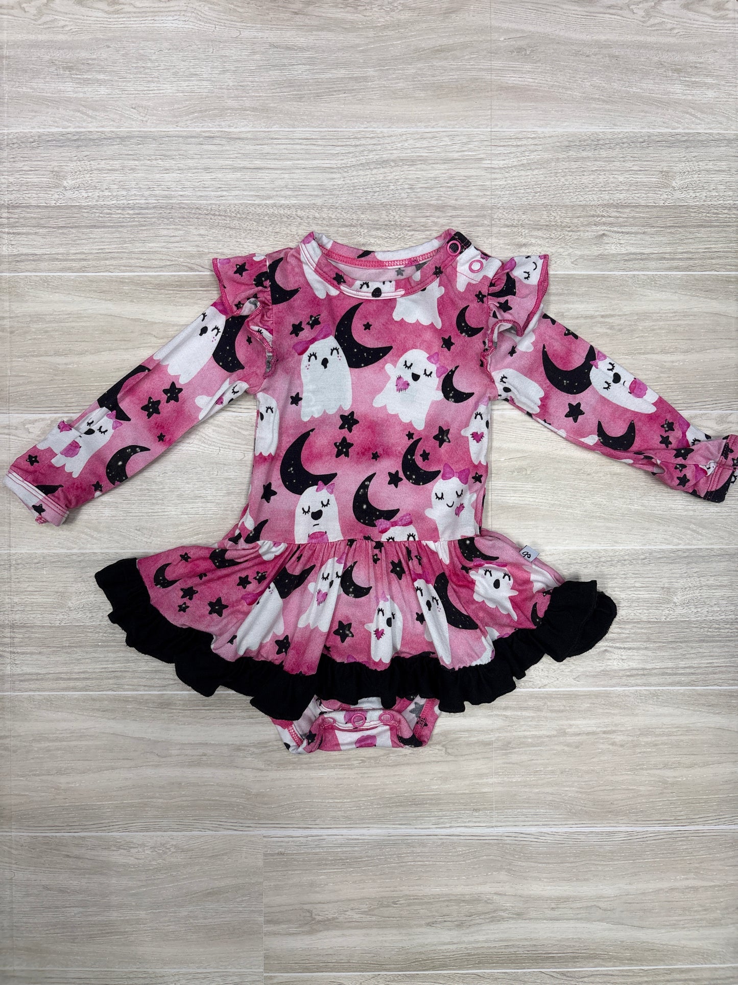 0-3m Birdie Bean Pink Moon & Ghost Twirl Onesie
