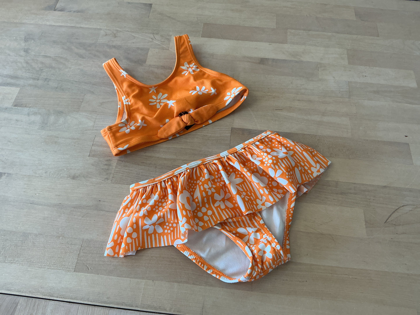 3T Orange Floral 2 Piece Swim