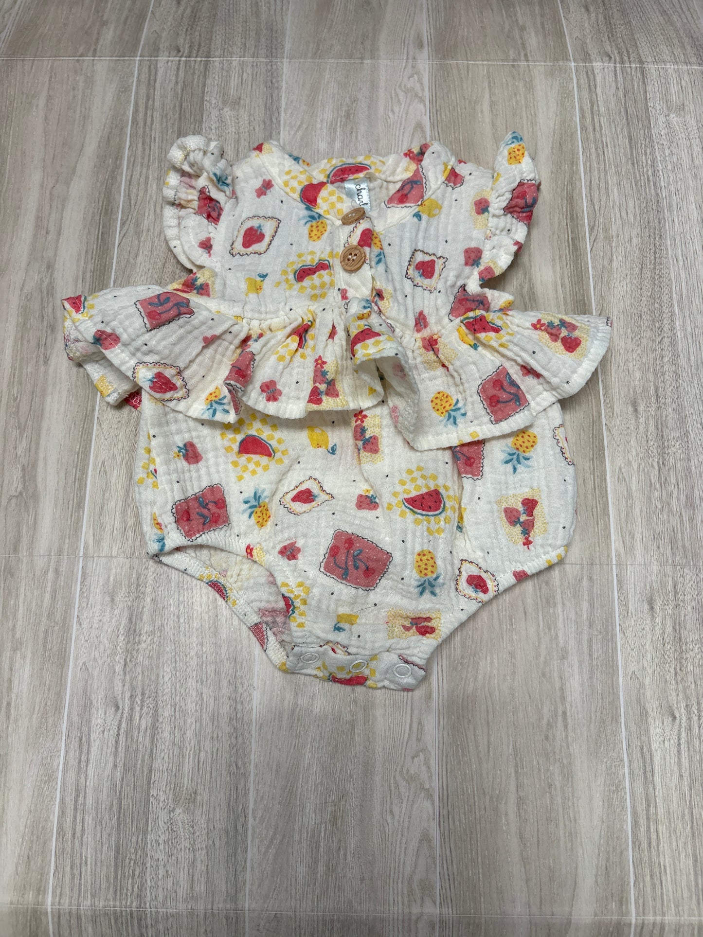6-9m Multi Fruit Gauze Romper