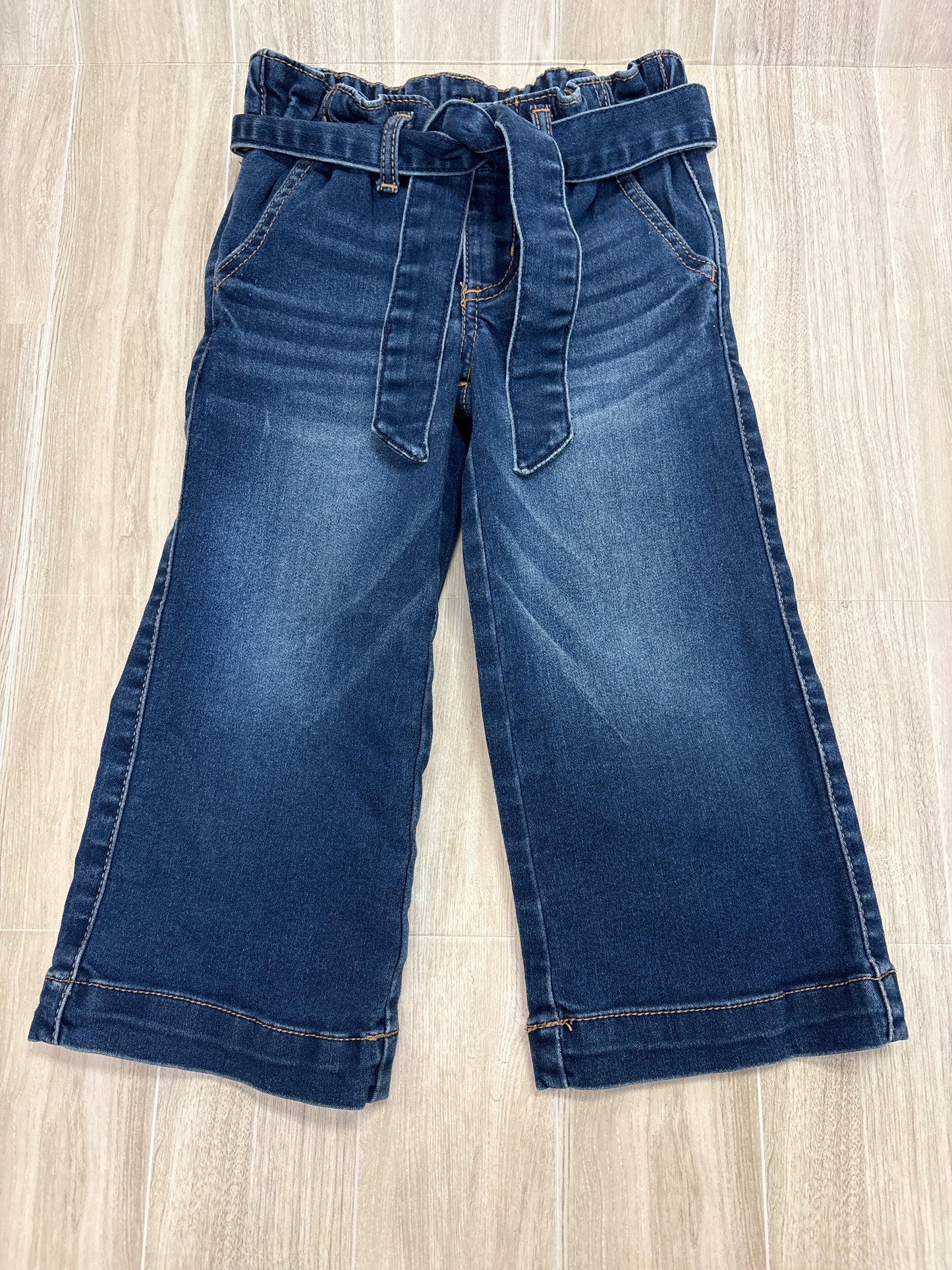 4/5 Dark Wash Wide Leg Tie Pant