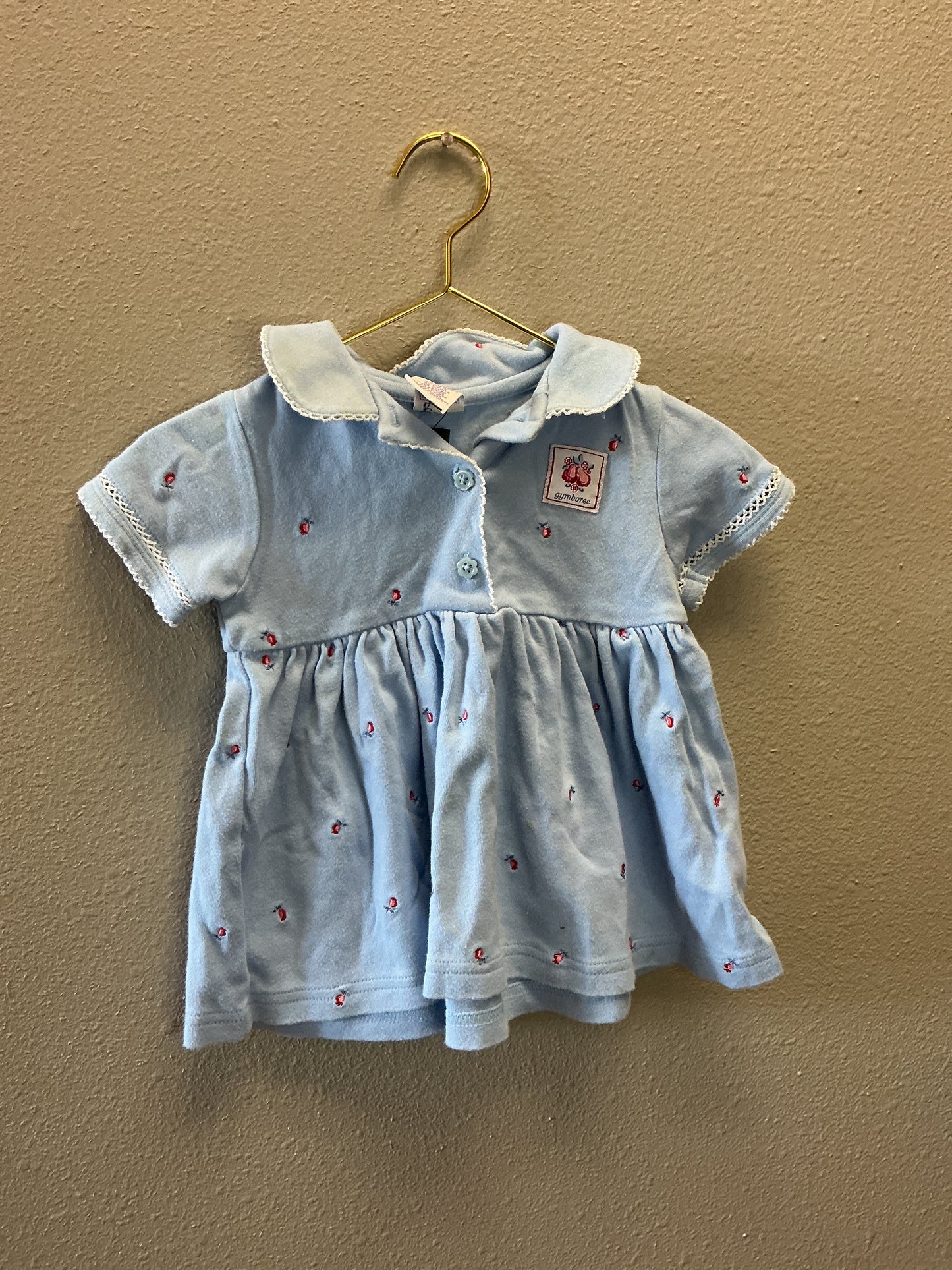 Vintage 3-6m Rose Stitched Babydoll Dress