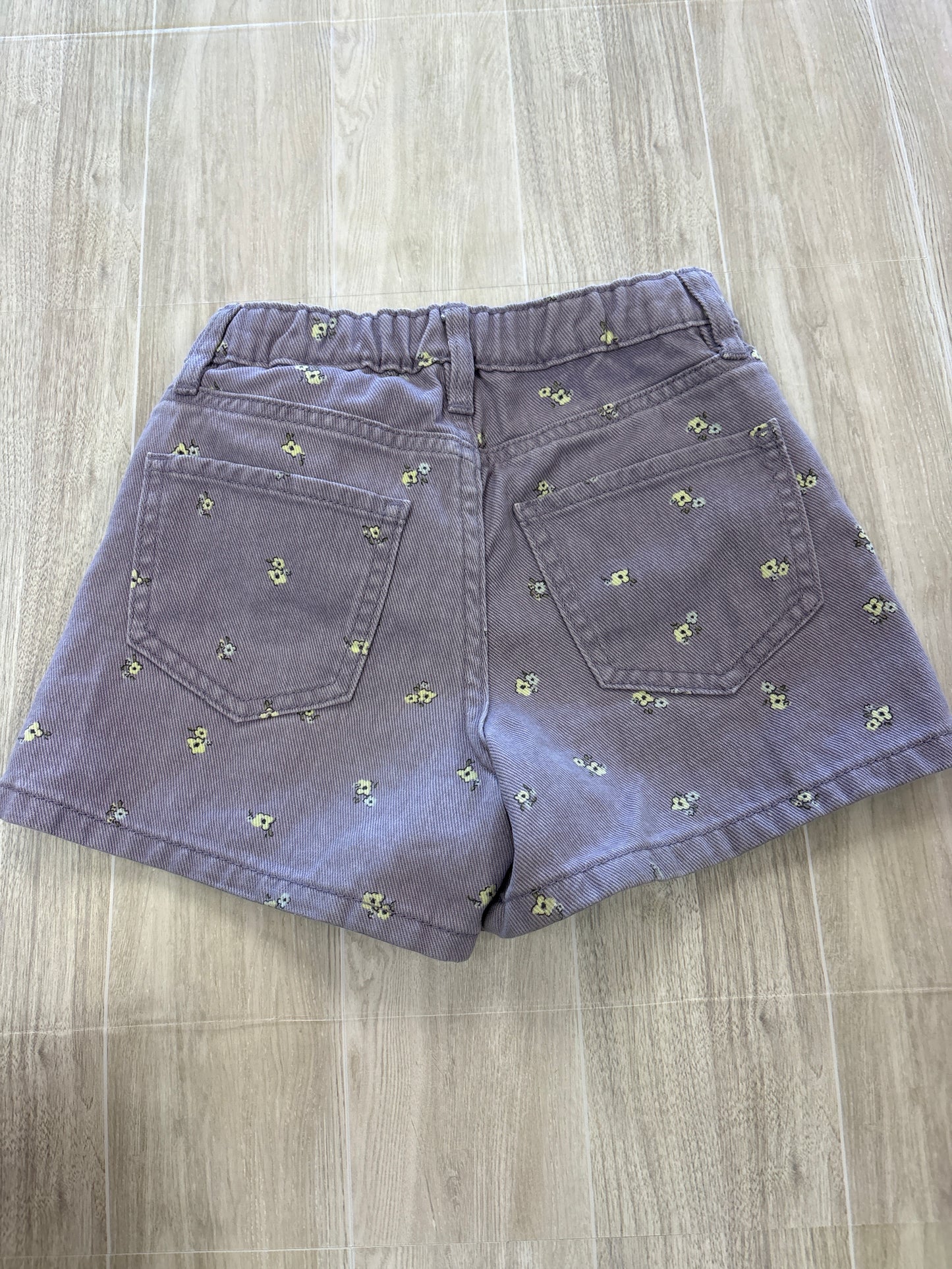 6 Purple Floral Denim Shorts