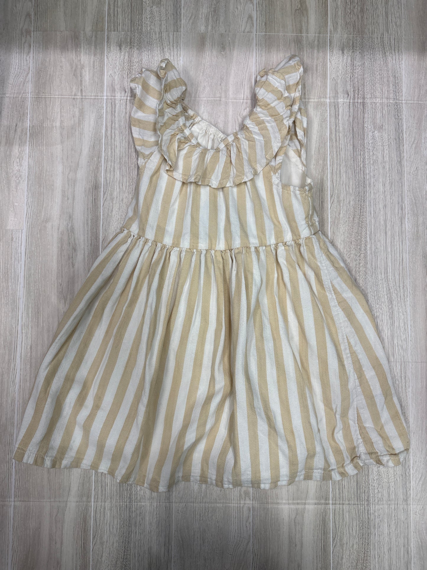 2T Tan Striped Ruffle Tank Dress