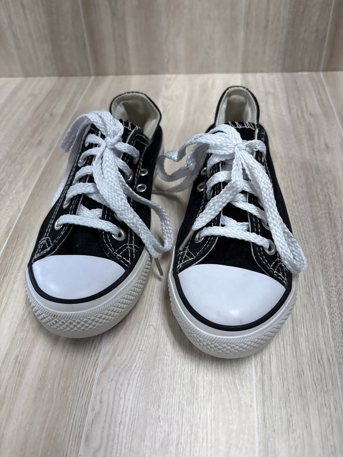 12c Black Faux Converse Lace Up Sneakers