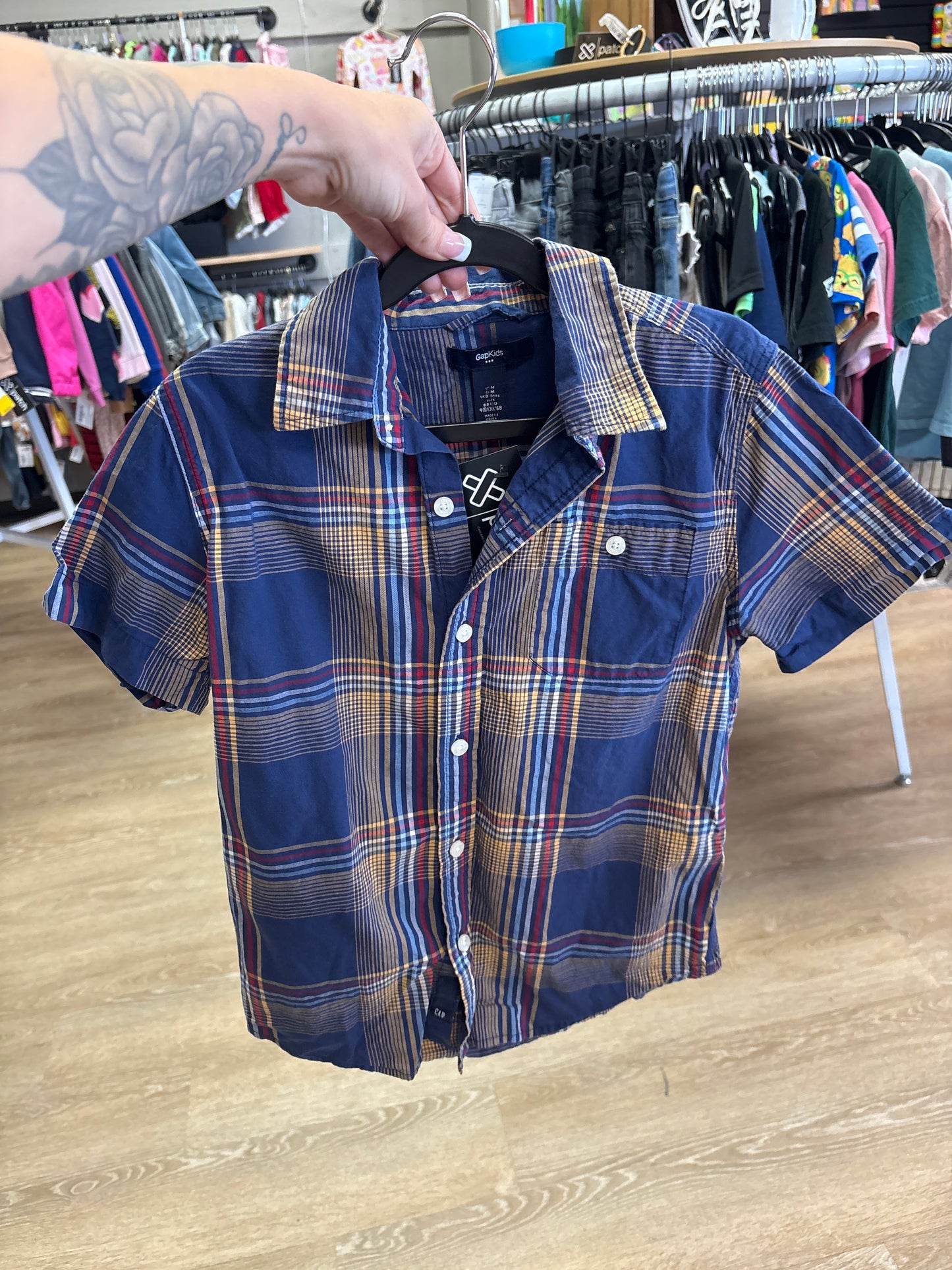 8/9 Gap Navy Plaid Flannel