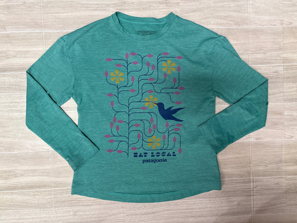 5/6 Teal Patagonia Eat Local Graphic Long Sleeve