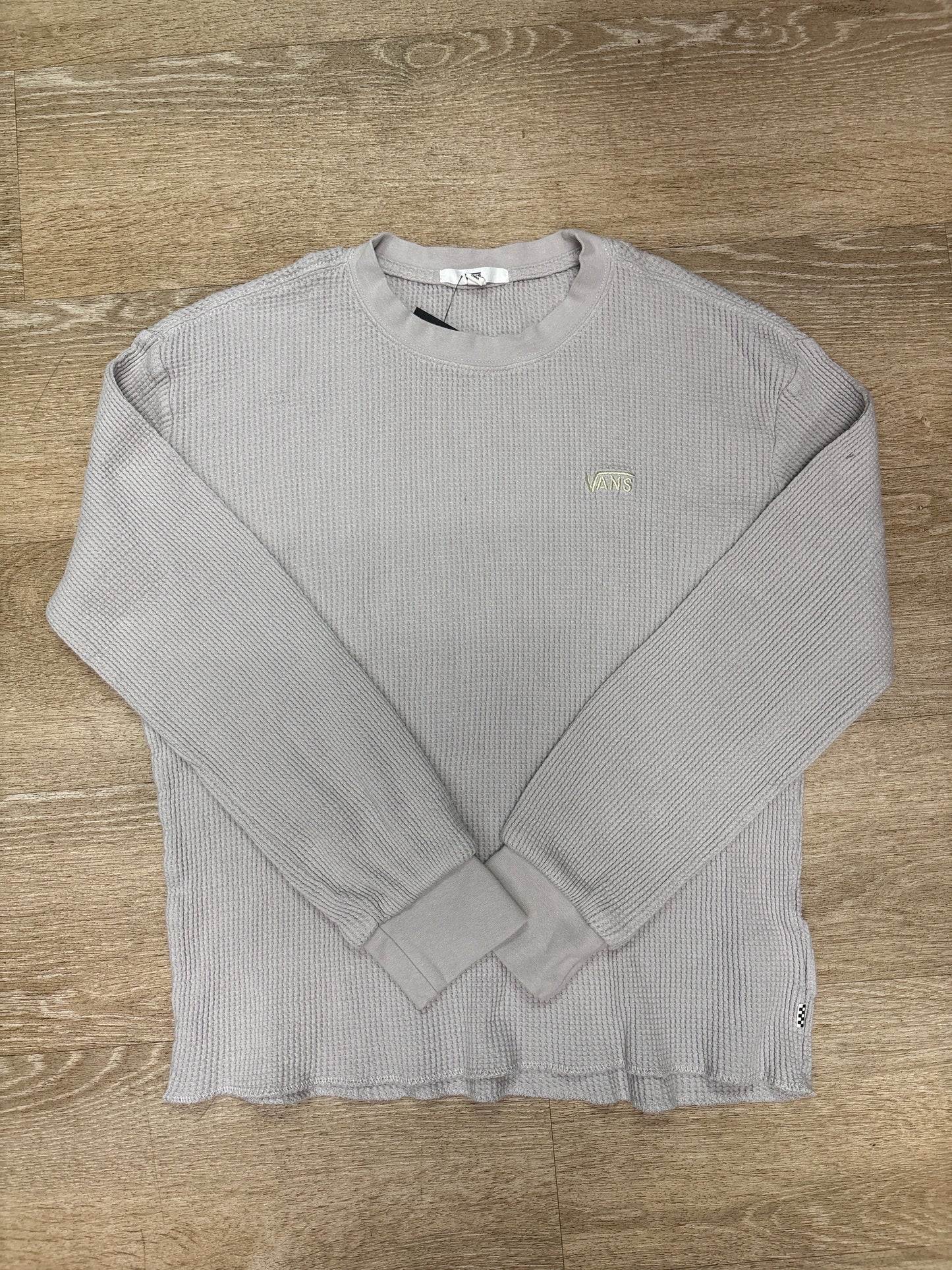 Womens Medium Light Grey Waffle Knit Vans Long Sleeve Shirt