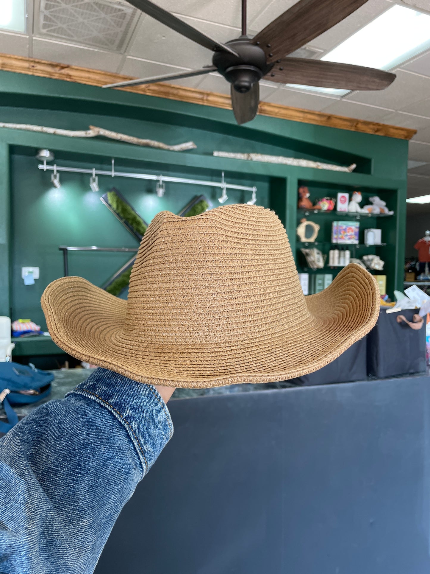 NEW Womens Straw Cowboy Hat - Camel