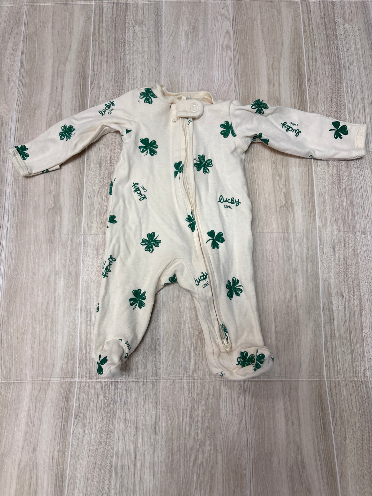 Preemie Cream Four Leaf Clover Pajama