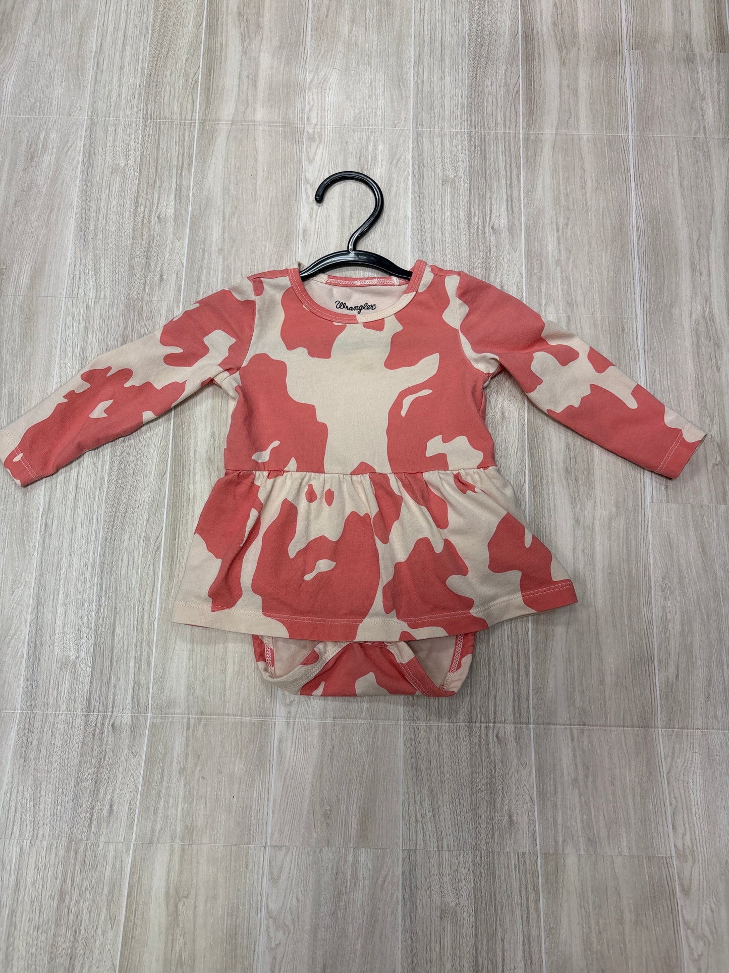 0-3m Wrangler Pink Cow Print Twirl Onesie