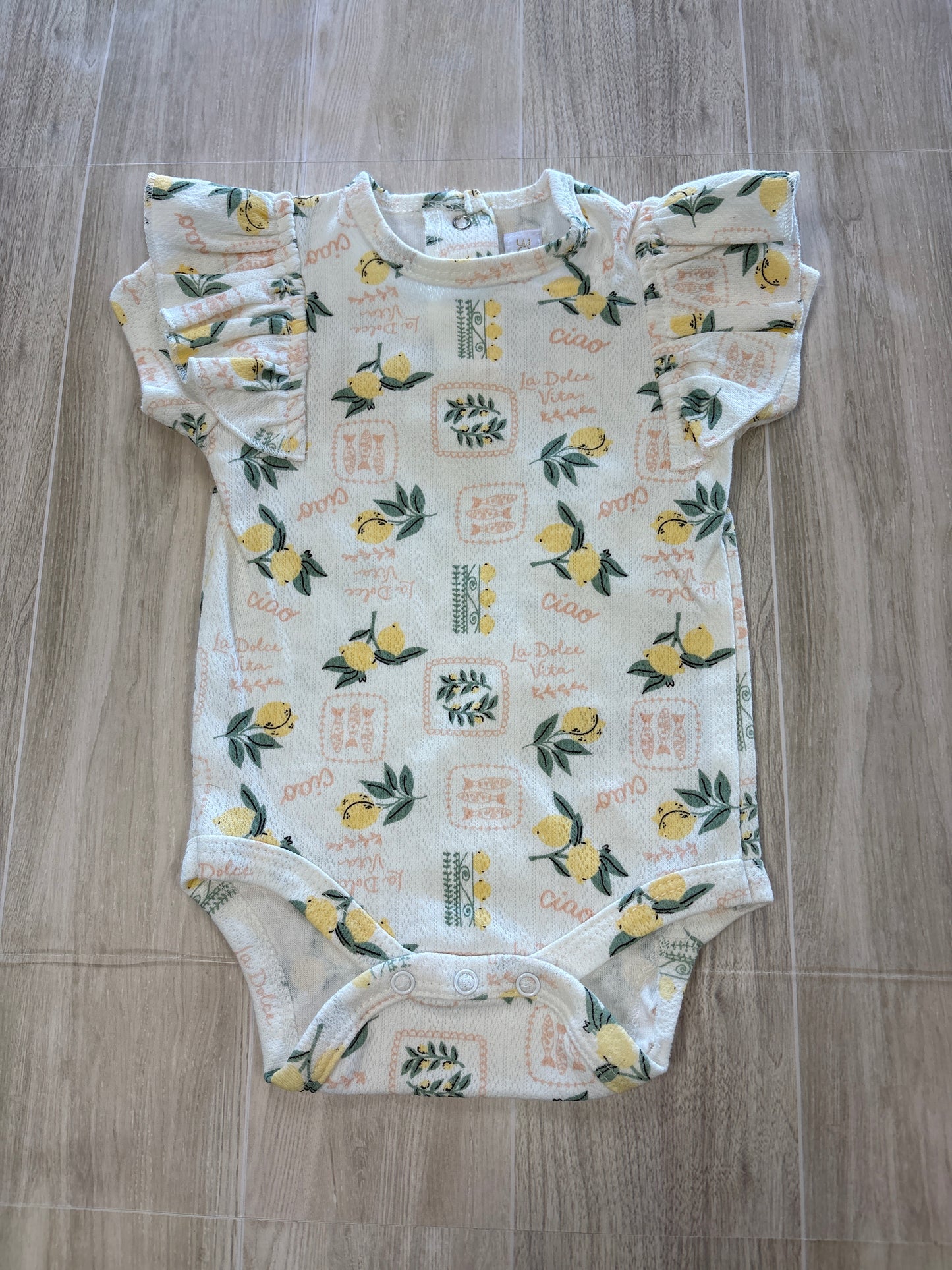 NWT 0-3m Ciao Lemons Ruffle Onesie