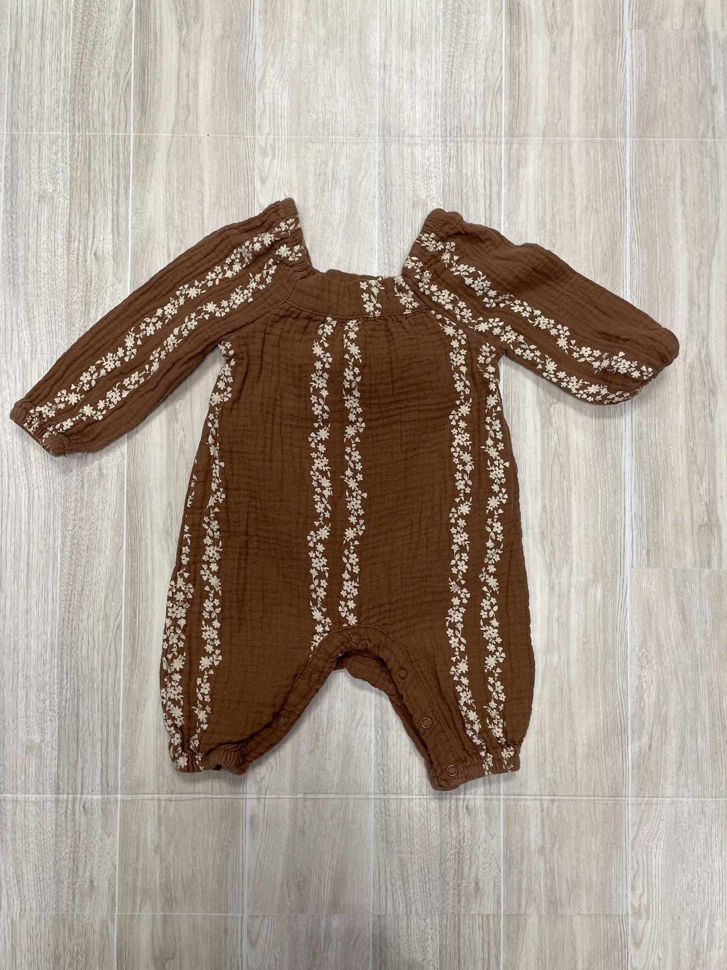 0-3m Grayson Mini Brown Flower Gauze Romper