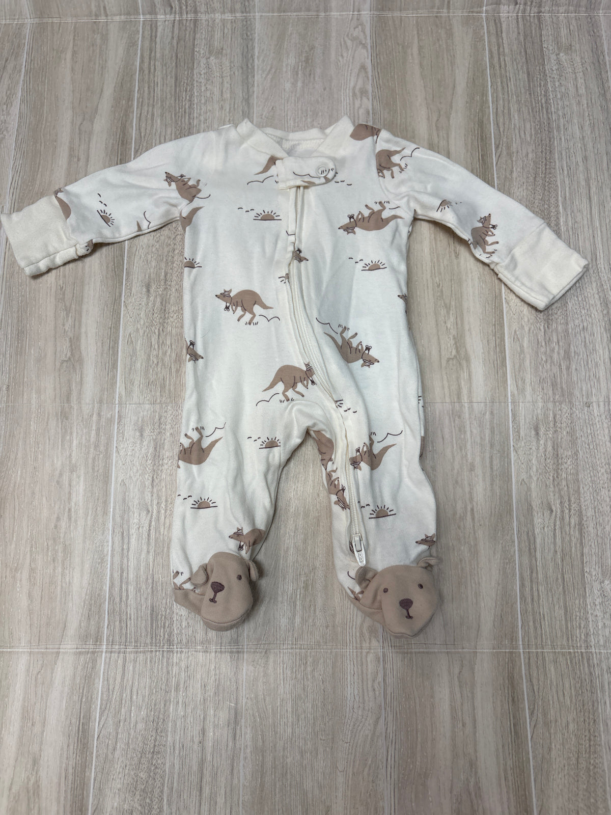 Preemie Cream Kangaroo Pajama