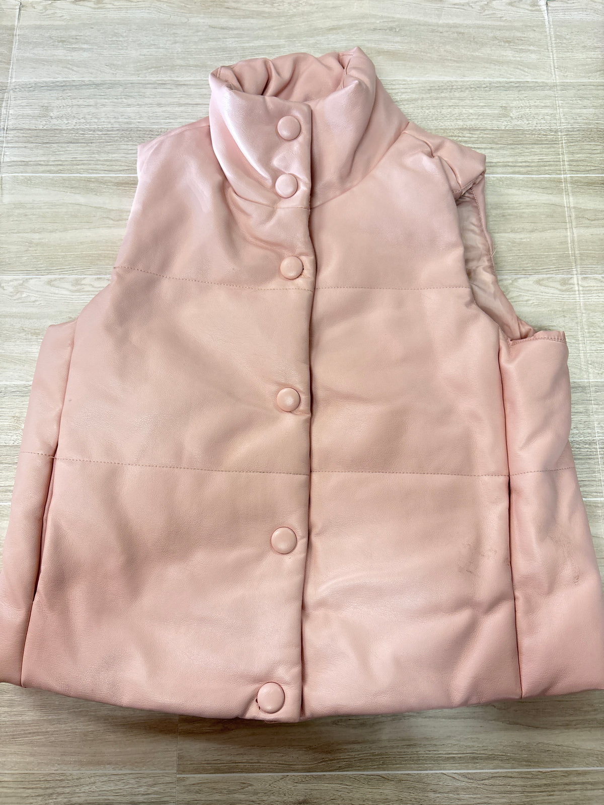 8 Pink Leather Puffer Vest - Blemish