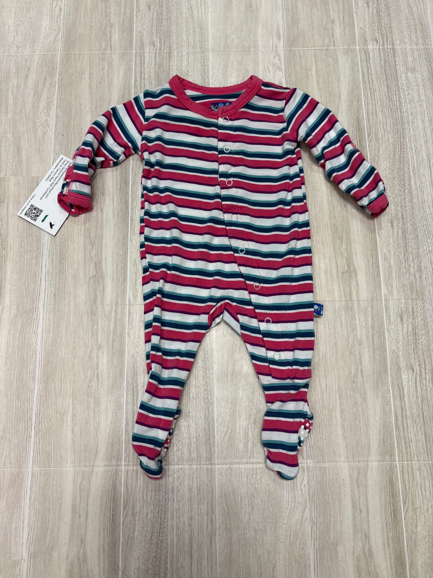 Newborn Kickee Pants Striped Button Pajama