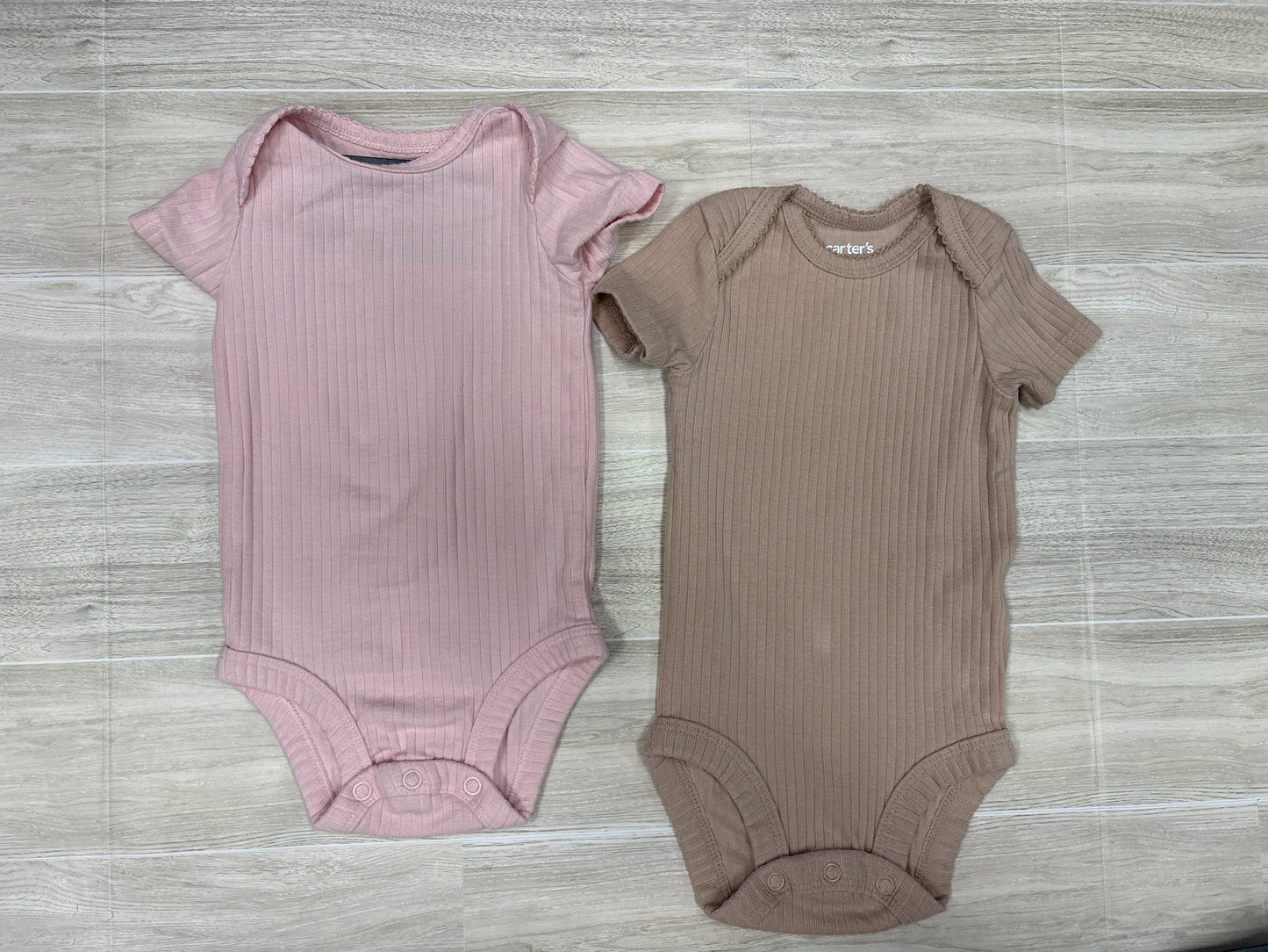 3m Ribbed Onesie 2 Pack - Pink/Tan