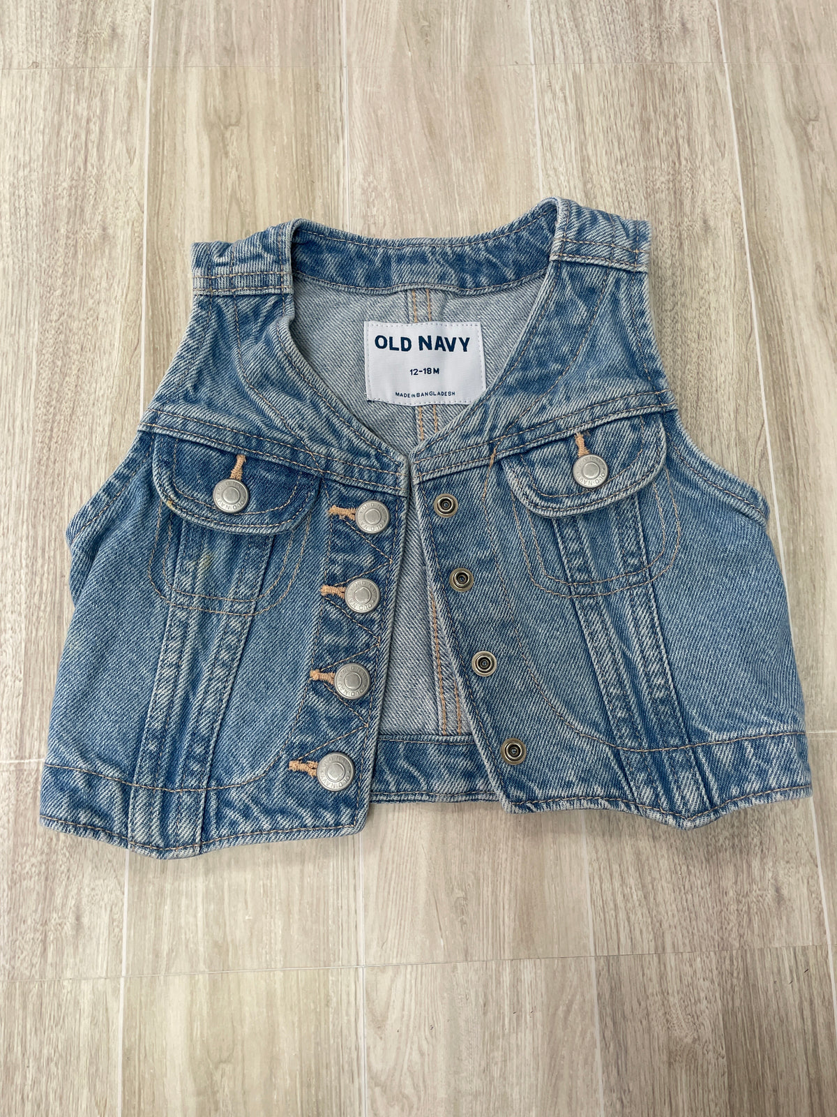 12-18m Light Wash Denim Vest