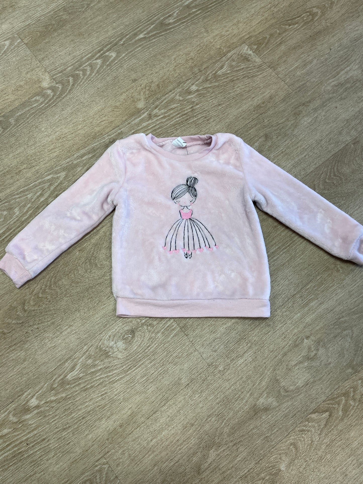 4-5T Light Pink Ballerina Fuzzy Crewneck