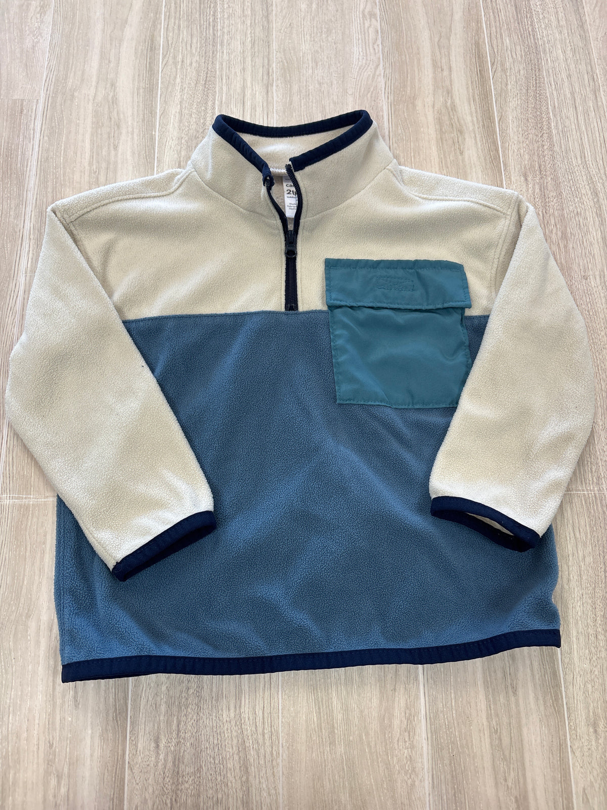 2T Blue/Cream Quarter Zip Sweater