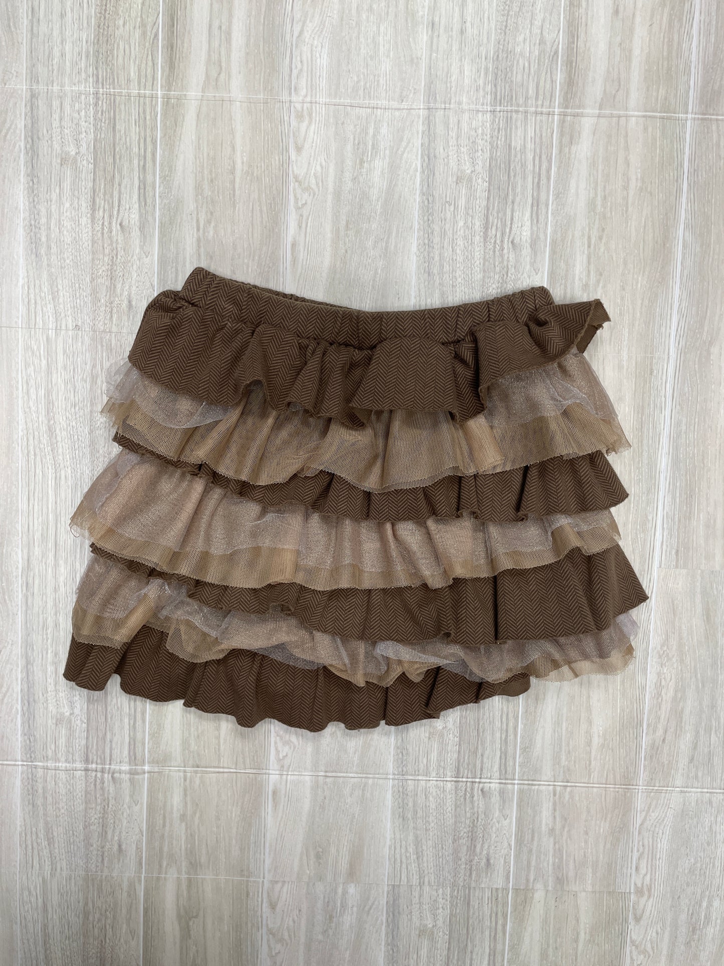 6 Brown Layered Ruffle Skirt