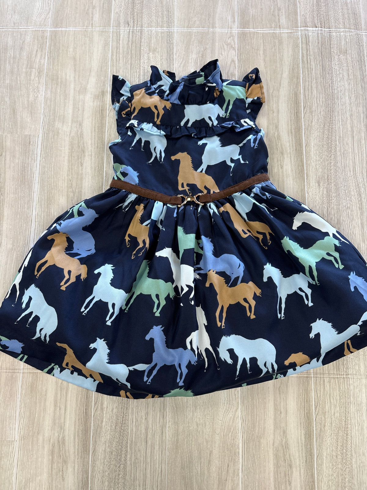 6-12m Janie And Jack Navy Horse Ruffle Dress