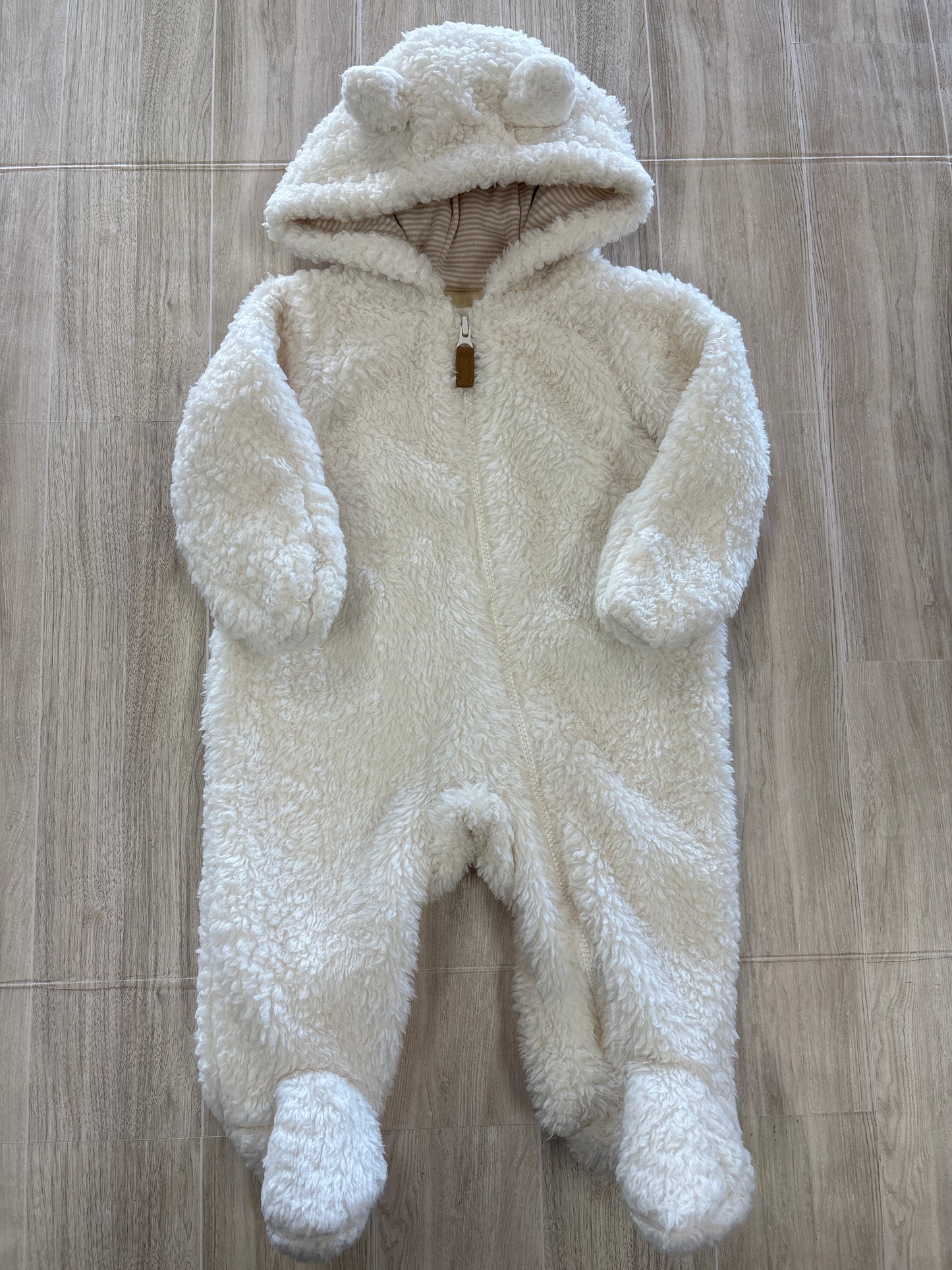 3m White Fuzzy Cozy Hooded Ears Suit
