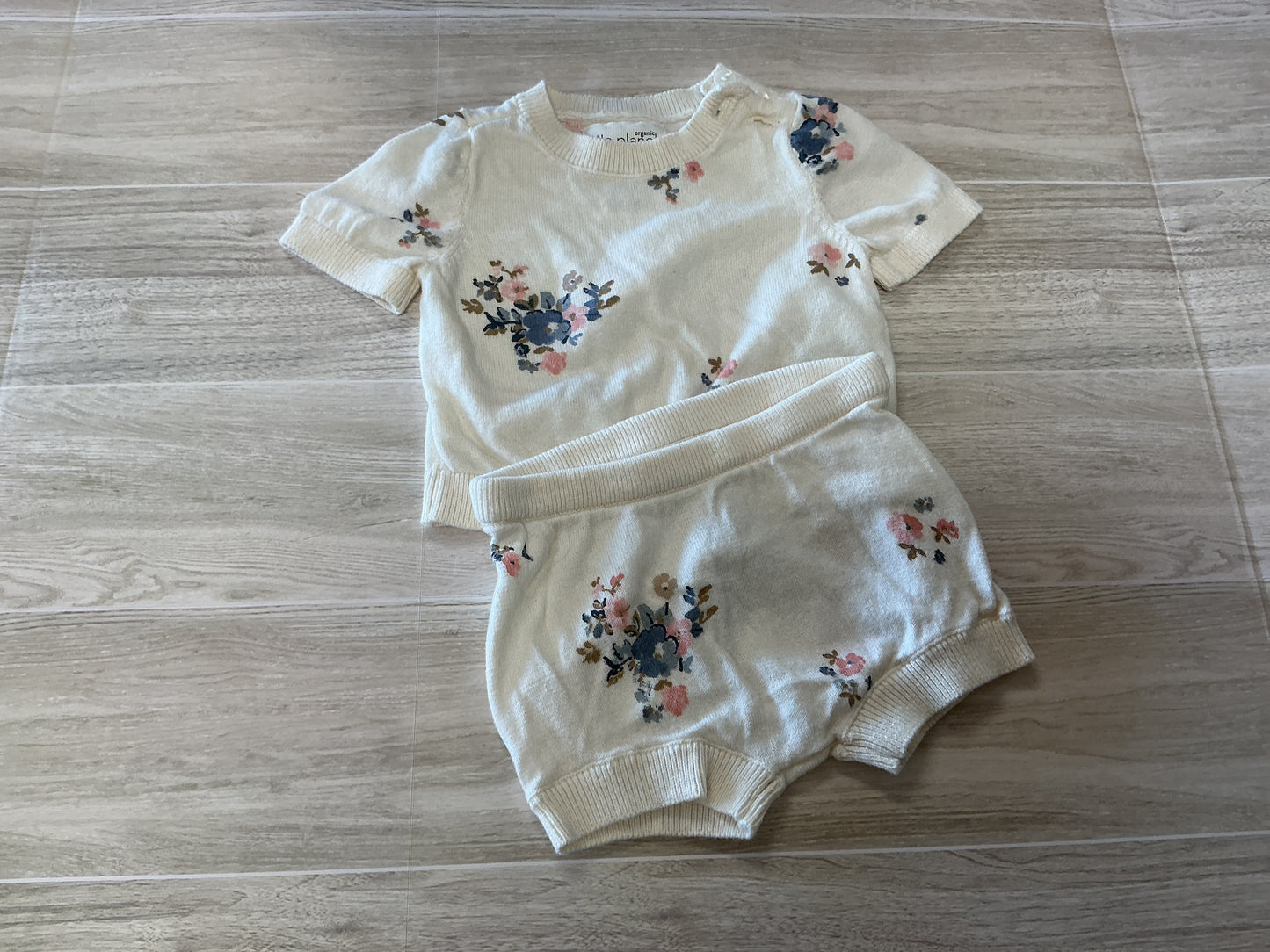 Newborn Knit Floral 2 Piece Shortie Lounge Set